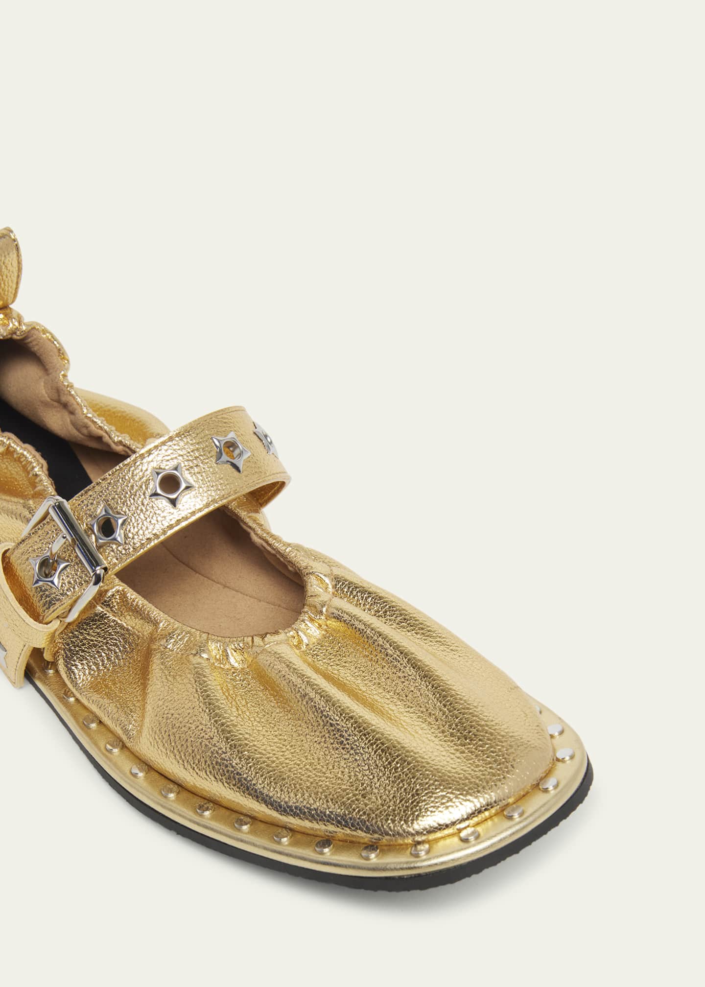 Stella McCartney Falabella Metallic Vegan Buckle Ballerina Flats Image 5 of 5