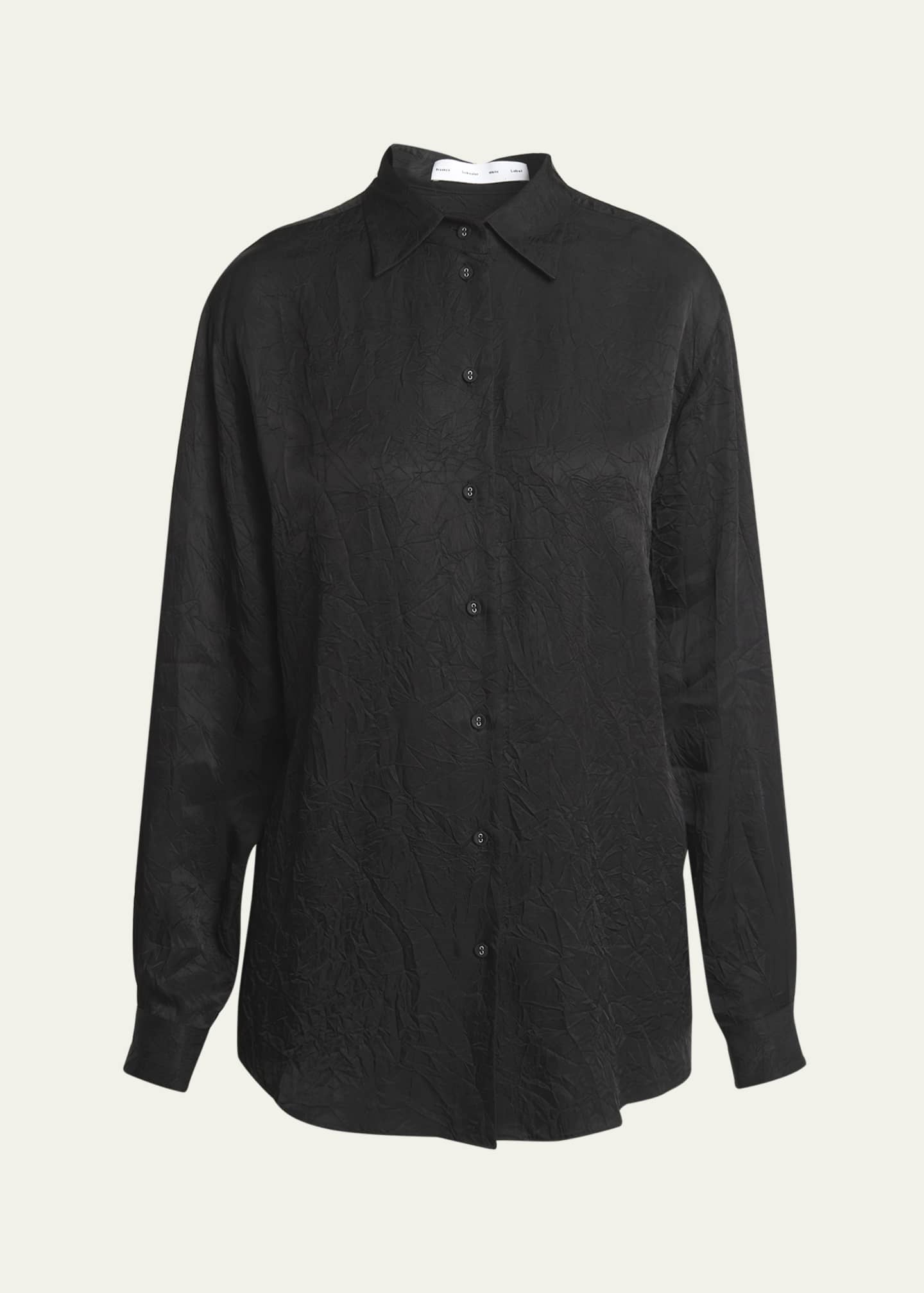 Proenza Schouler White Label Hall Crinkled Button-Front Shirt Image 1 of 5