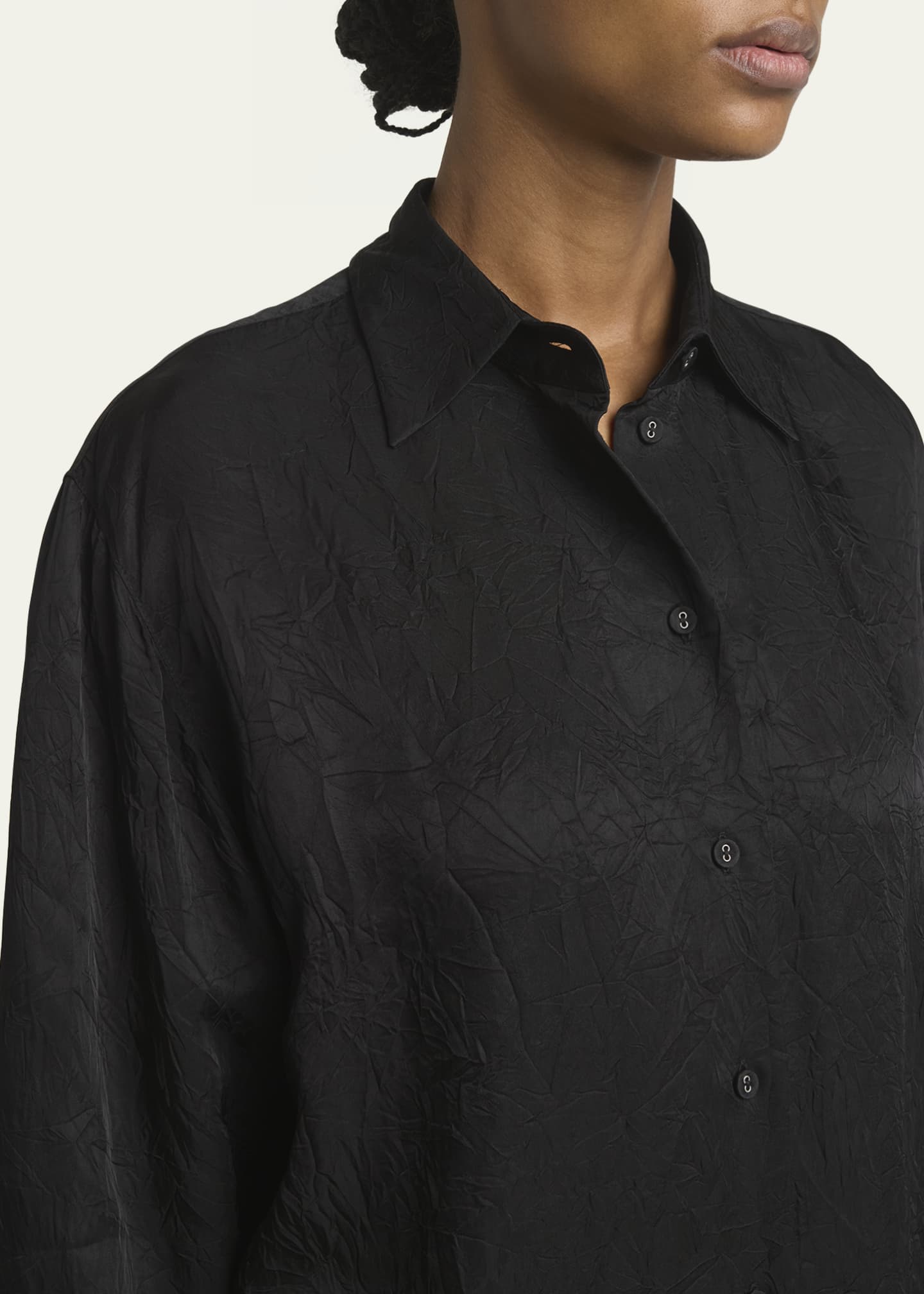 Proenza Schouler White Label Hall Crinkled Button-Front Shirt Image 5 of 5