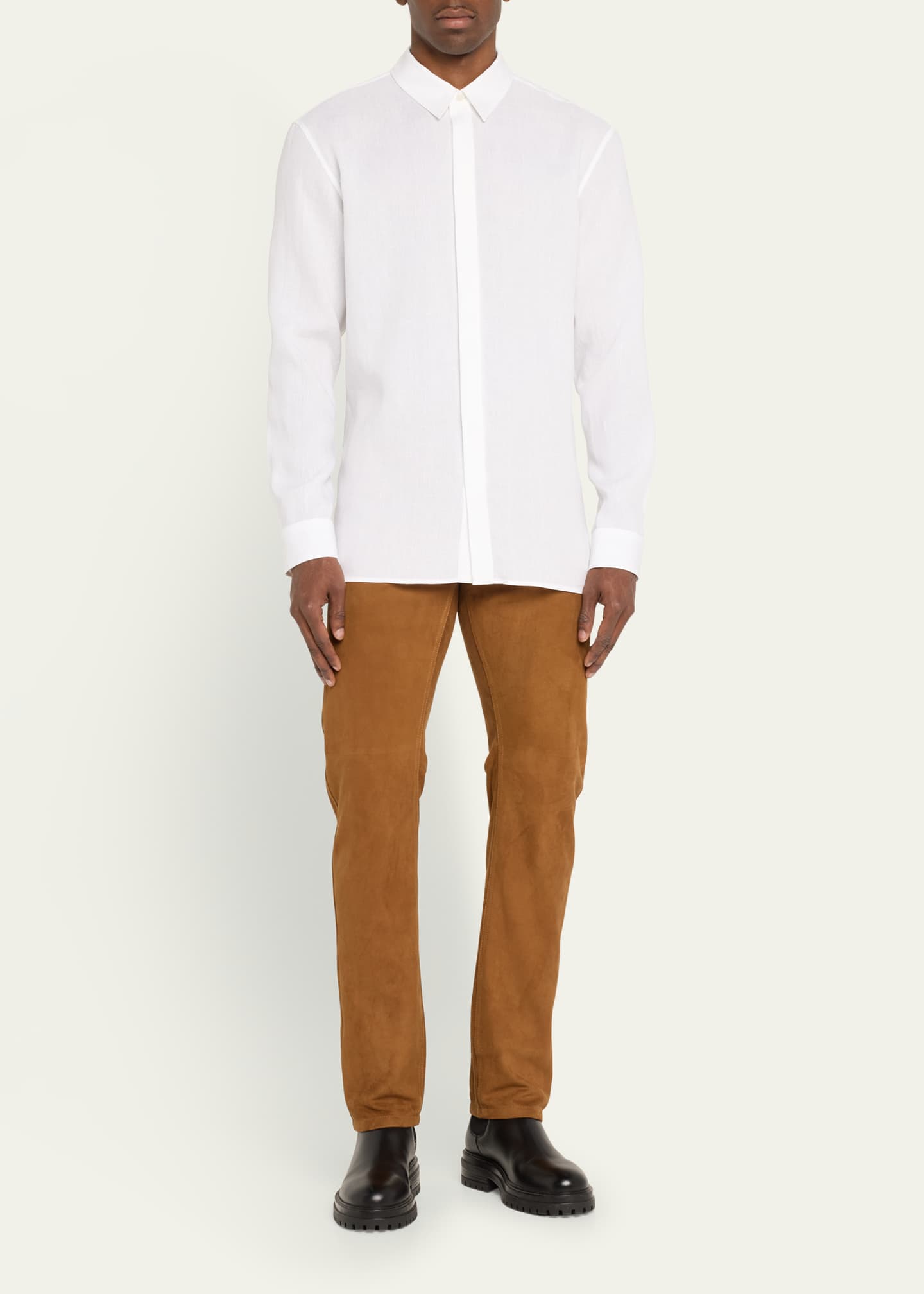 Gabriela Hearst Men's Nicolas Linen Sport Shirt Image 2 of 5