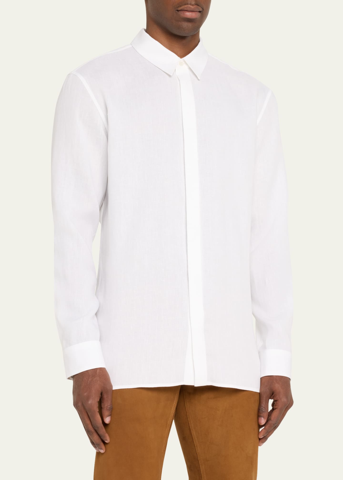 Gabriela Hearst Men's Nicolas Linen Sport Shirt Image 4 of 5