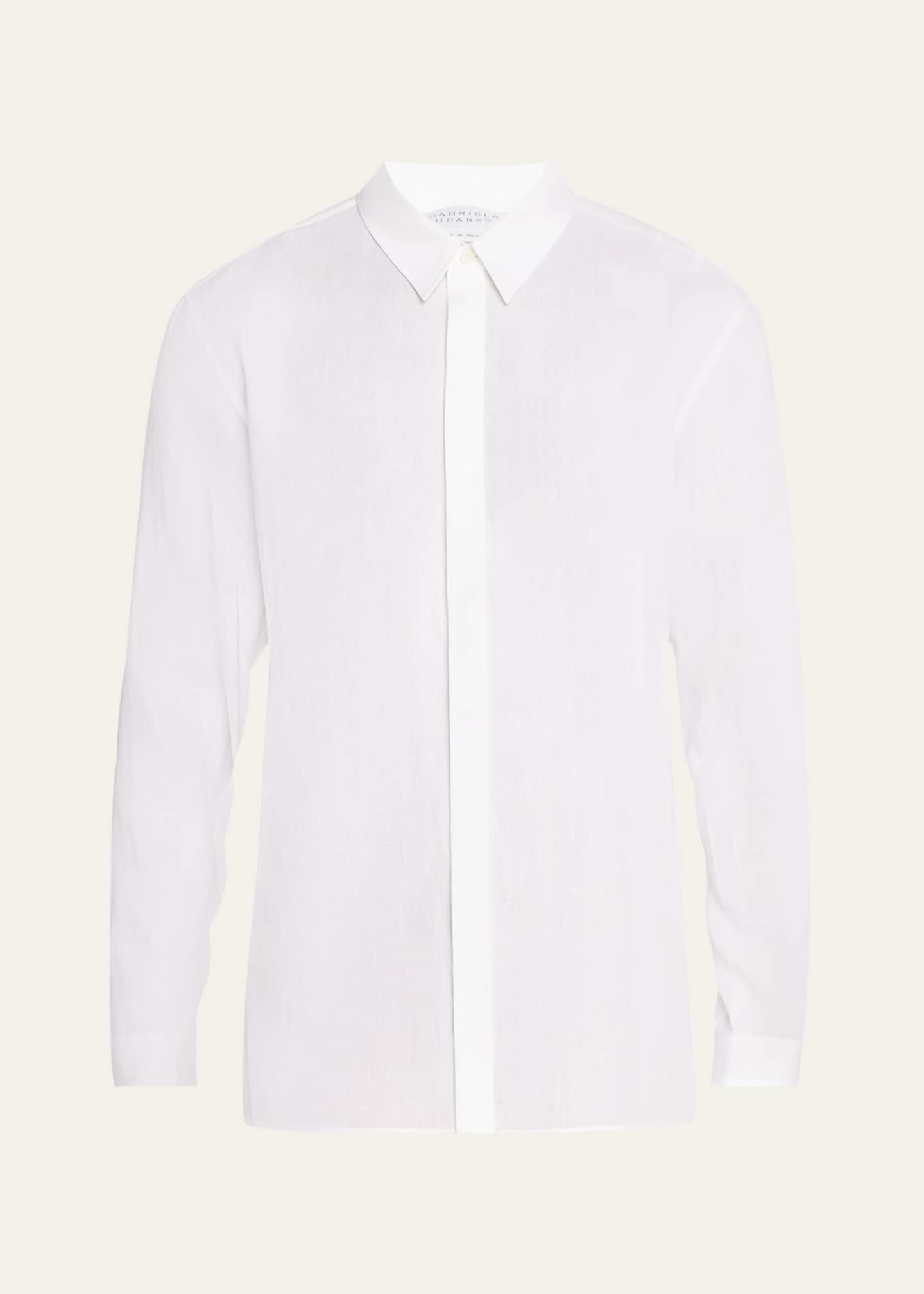 Gabriela Hearst Men's Nicolas Linen Sport Shirt Image 1 of 5