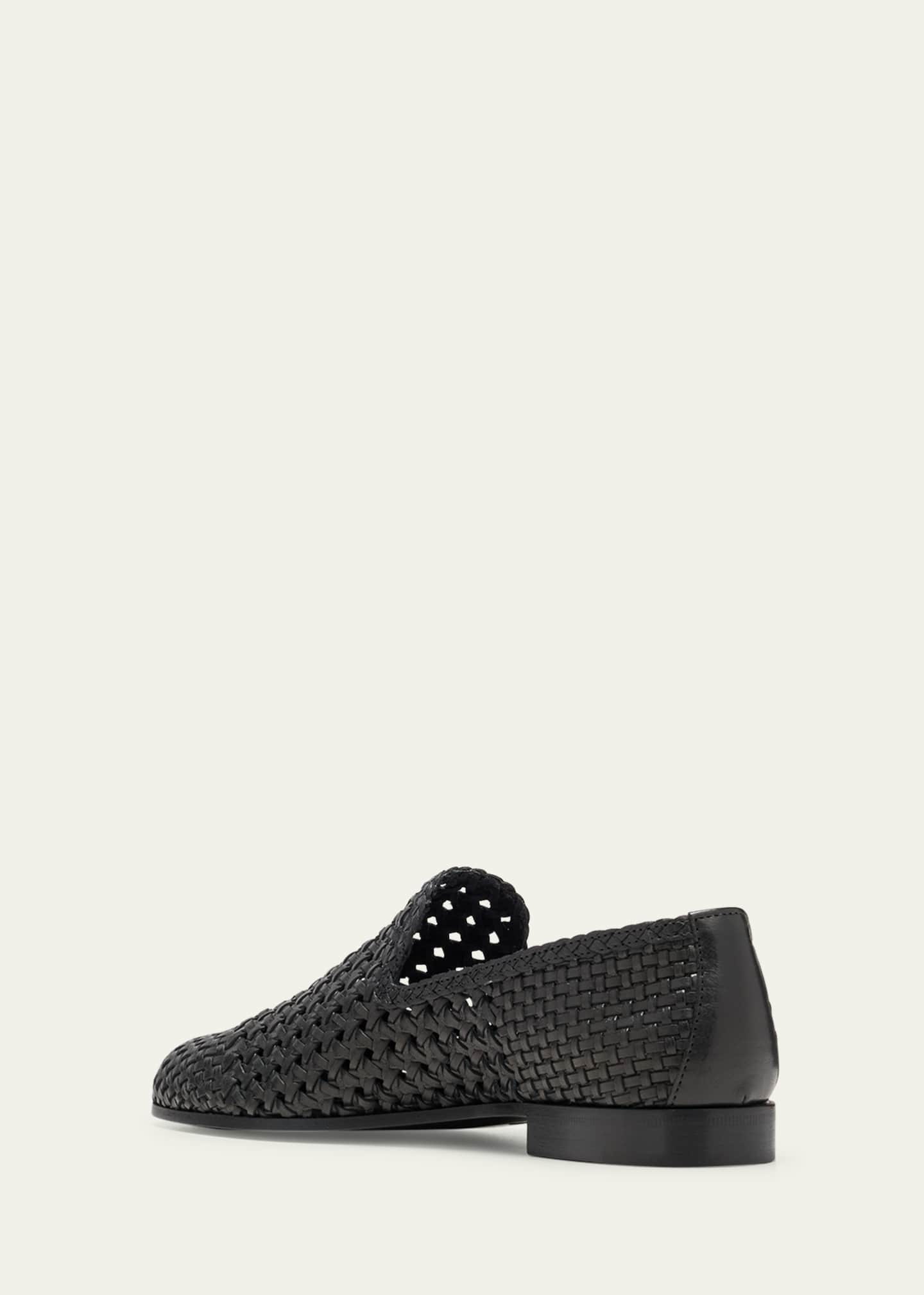 THE ROW Davis Woven Leather Ballerina Loafers Image 4 of 5