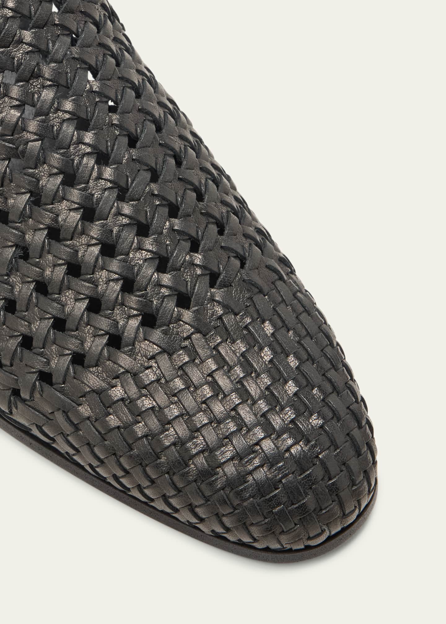 THE ROW Davis Woven Leather Ballerina Loafers Image 5 of 5