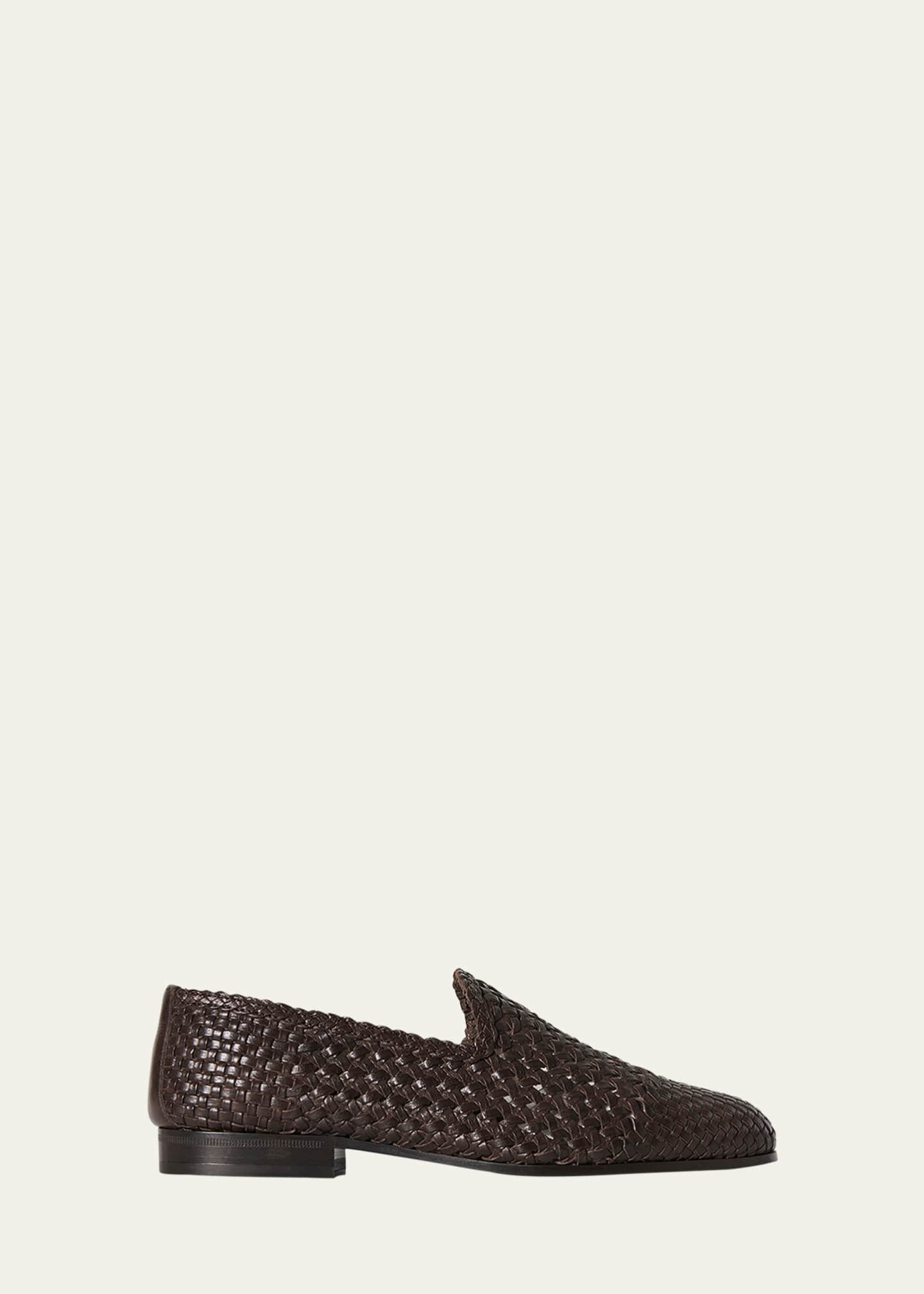THE ROW Davis Woven Leather Ballerina Loafers Image 1 of 5