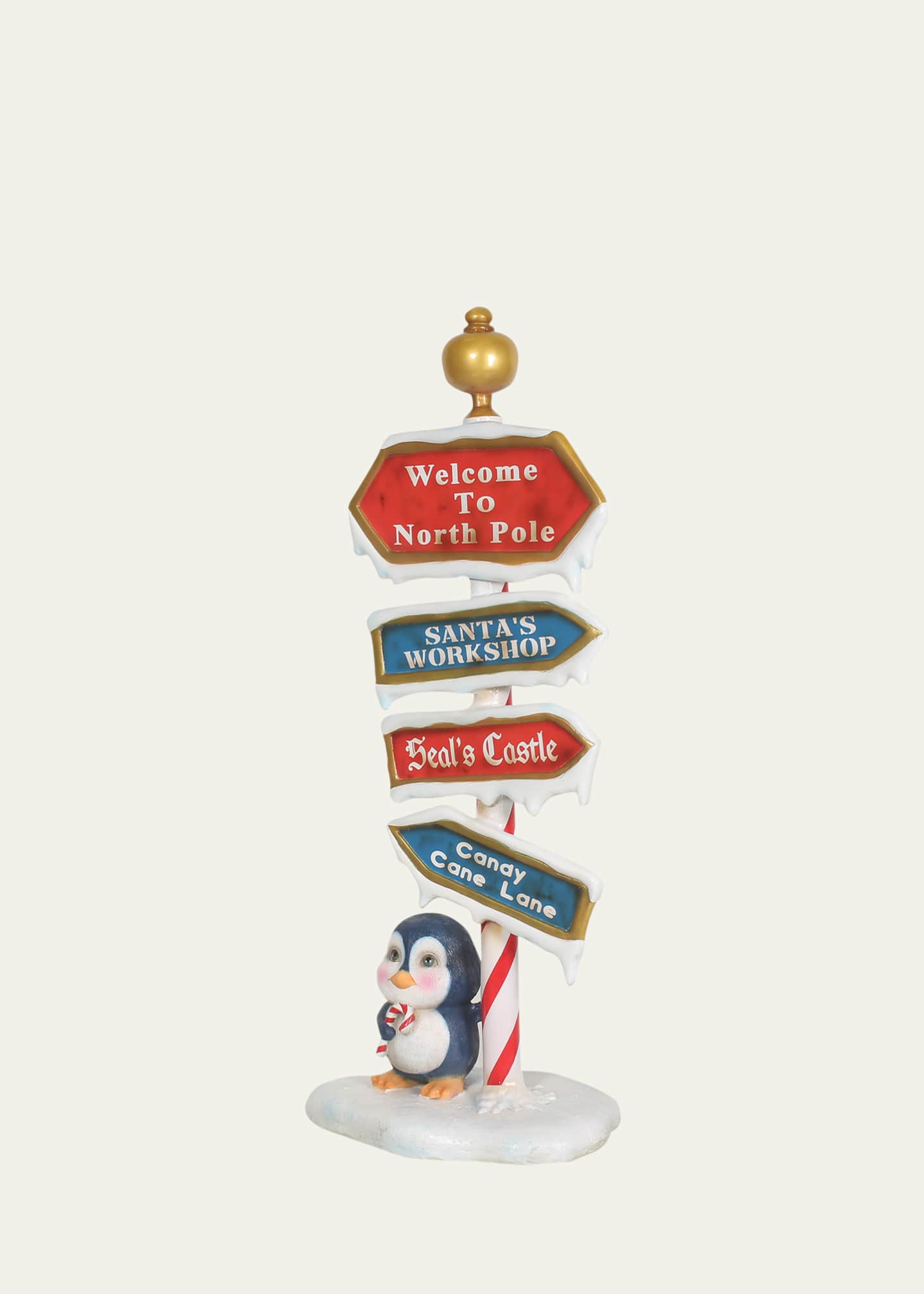 Universal Statues North Pole Sign with Baby Penguin Christmas Decoration Image 2 of 4