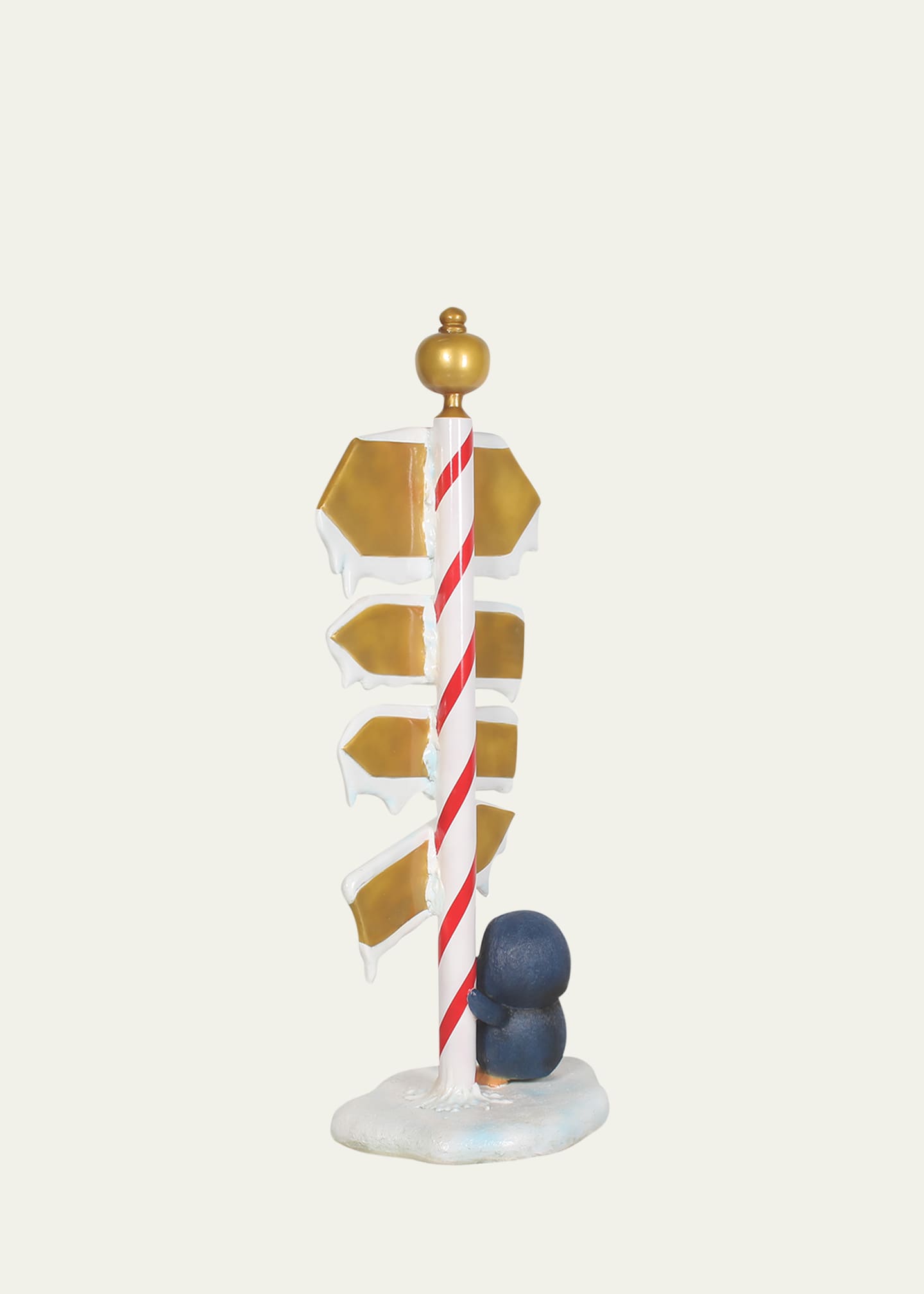 Universal Statues North Pole Sign with Baby Penguin Christmas Decoration Image 3 of 4