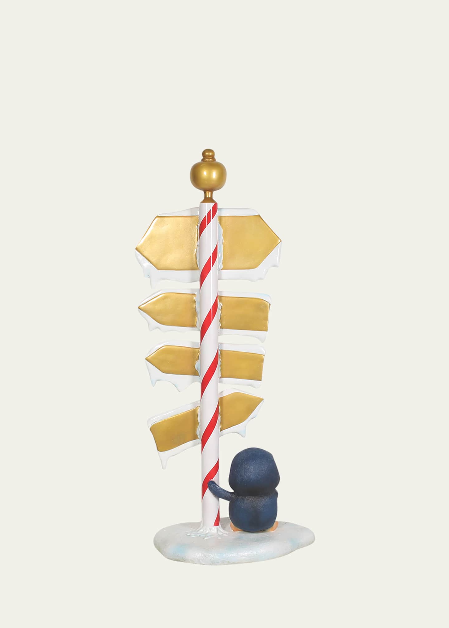 Universal Statues North Pole Sign with Baby Penguin Christmas Decoration Image 4 of 4