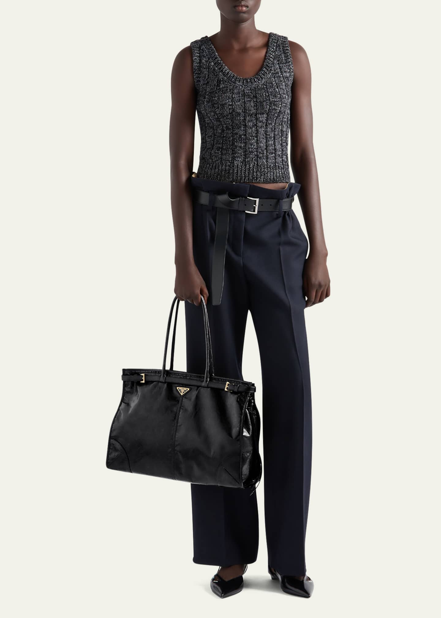 Prada Buckle Leather Shoulder Bag Image 5 of 5
