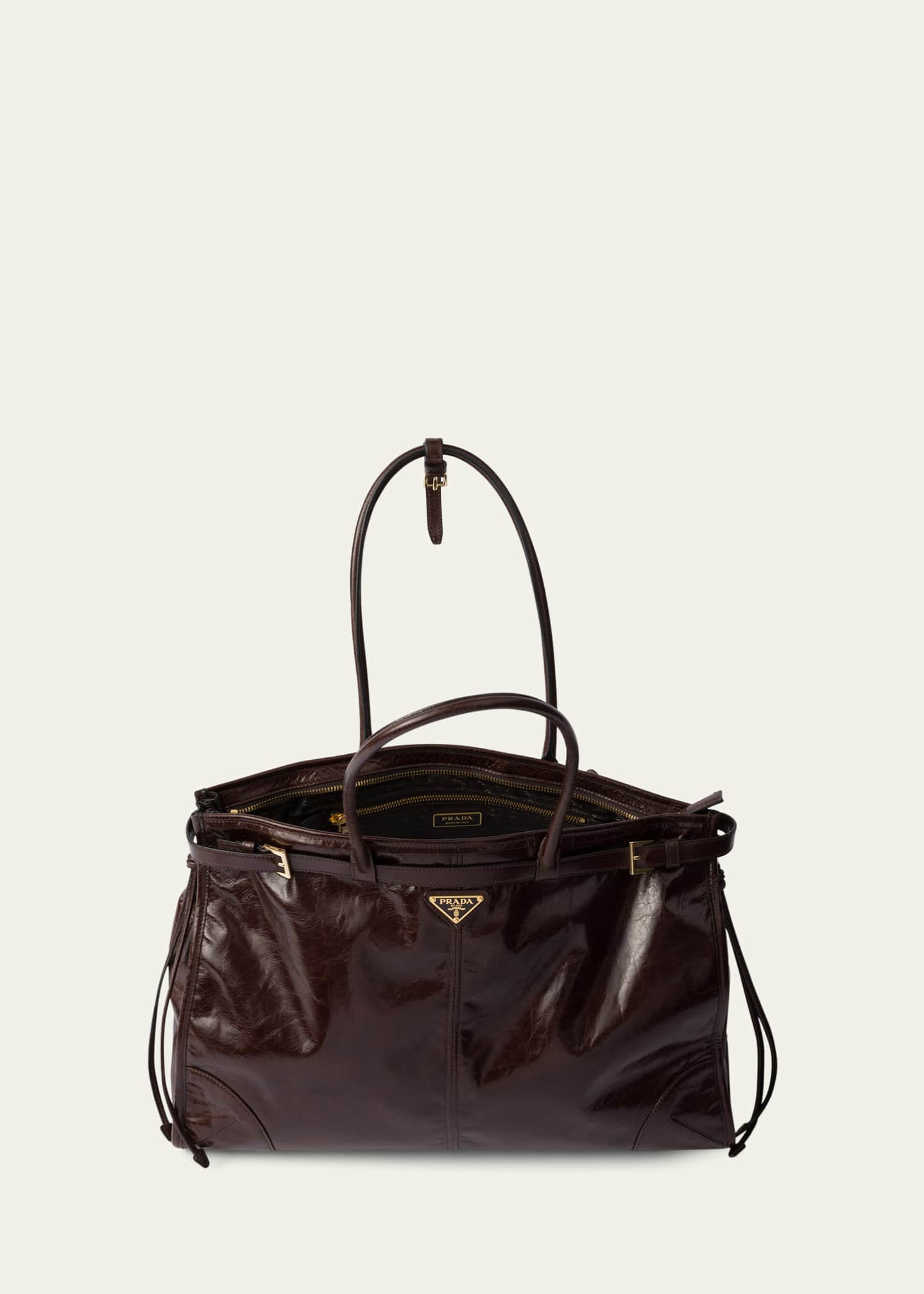 Prada Buckle Leather Shoulder Bag Image 4 of 5