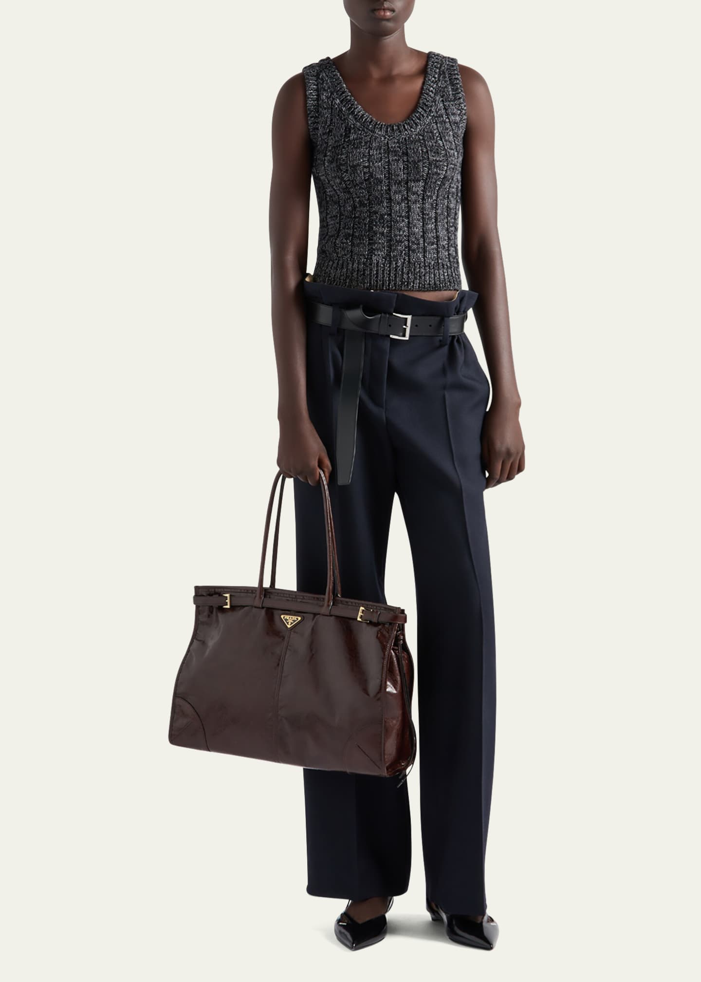 Prada Buckle Leather Shoulder Bag Image 5 of 5