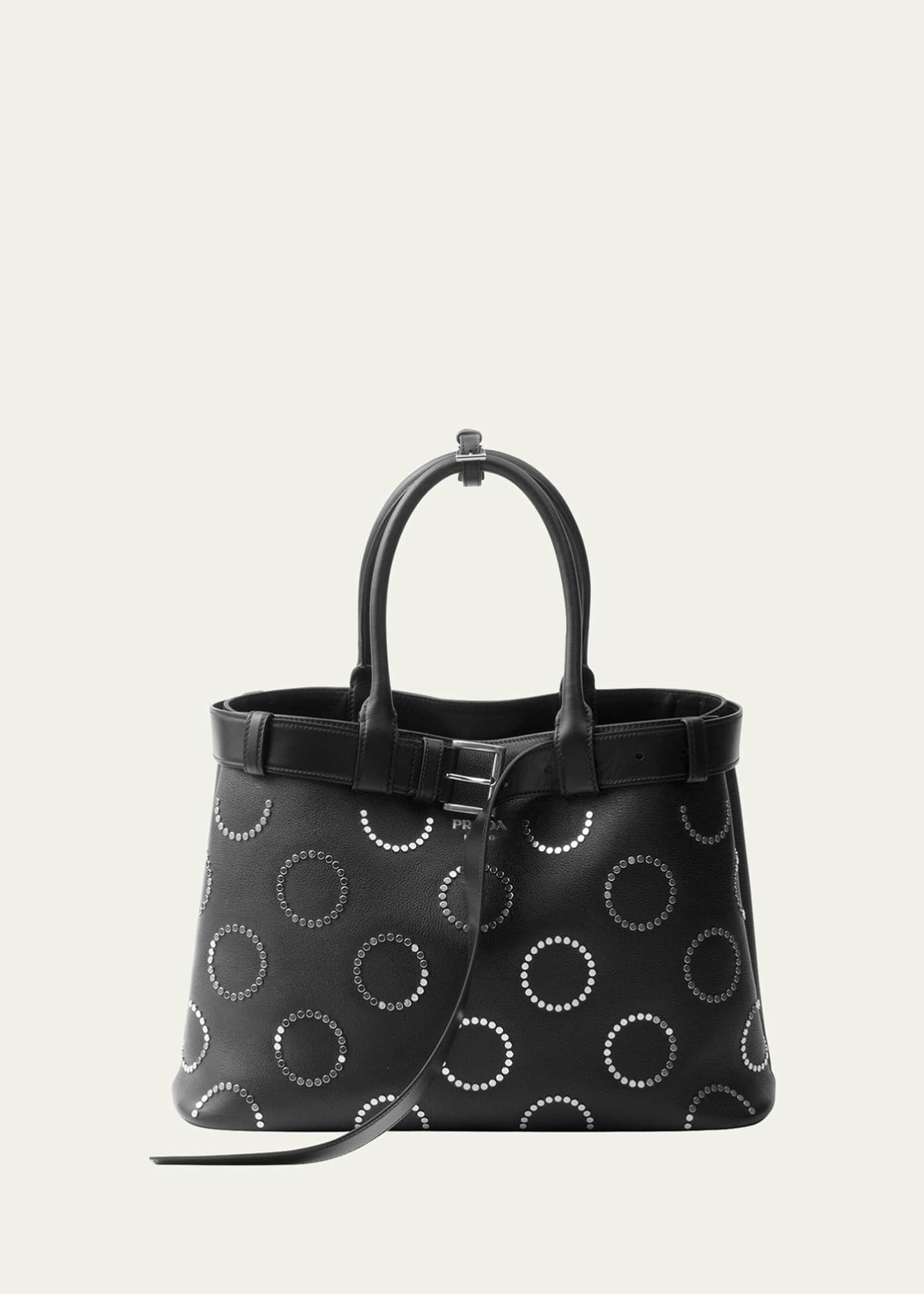 Prada Large Buckle Studded Leather Top Handle Bag Bergdorf Goodman