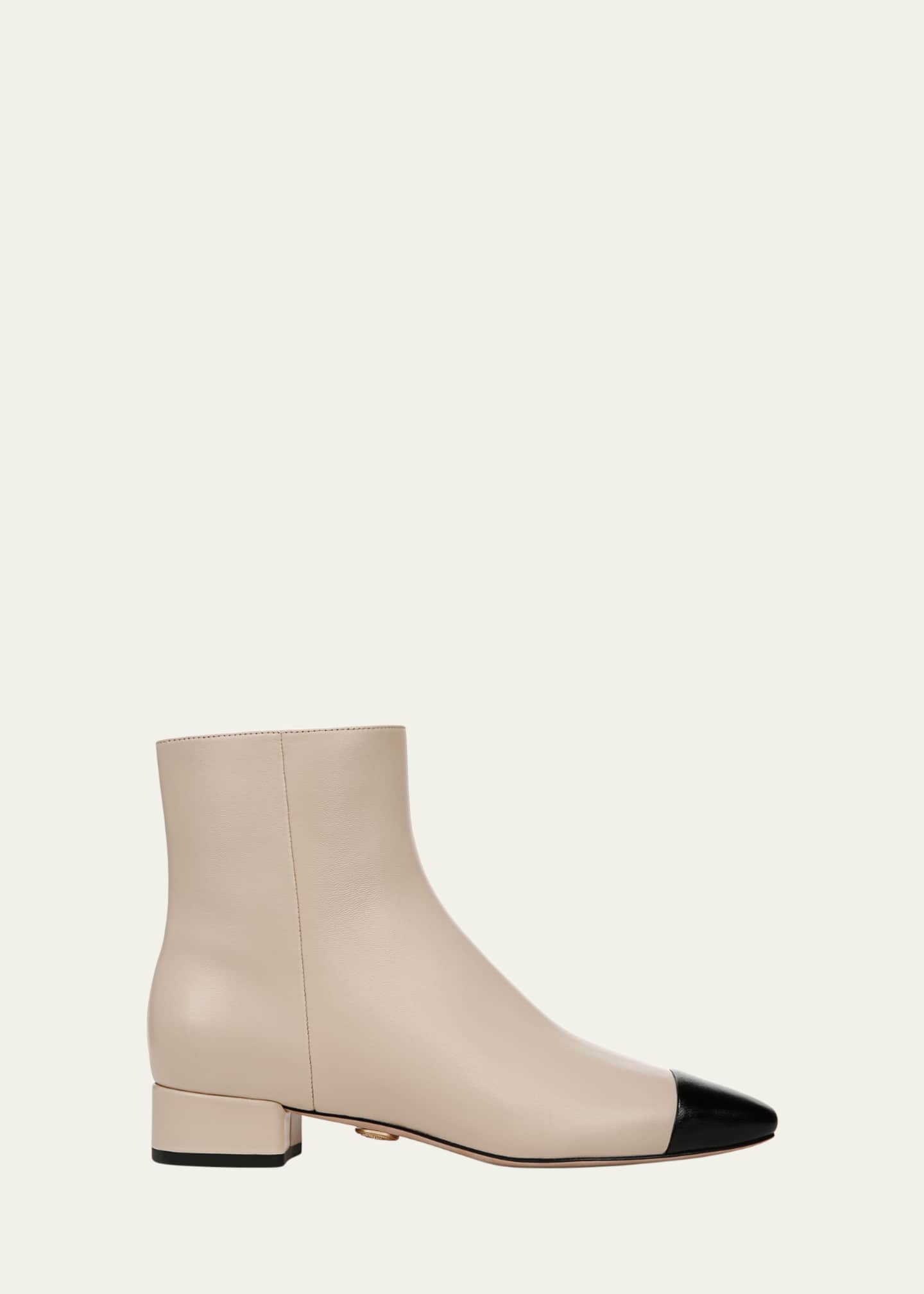 Veronica Beard Cecile Bicolor Cap-Toe Ankle Booties