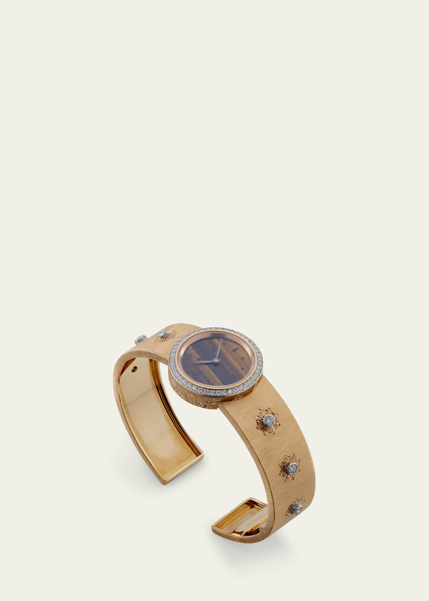 Buccellati Macri 18K Pink Gold Diamond and Tiger's Eye Watch Image 3 of 4
