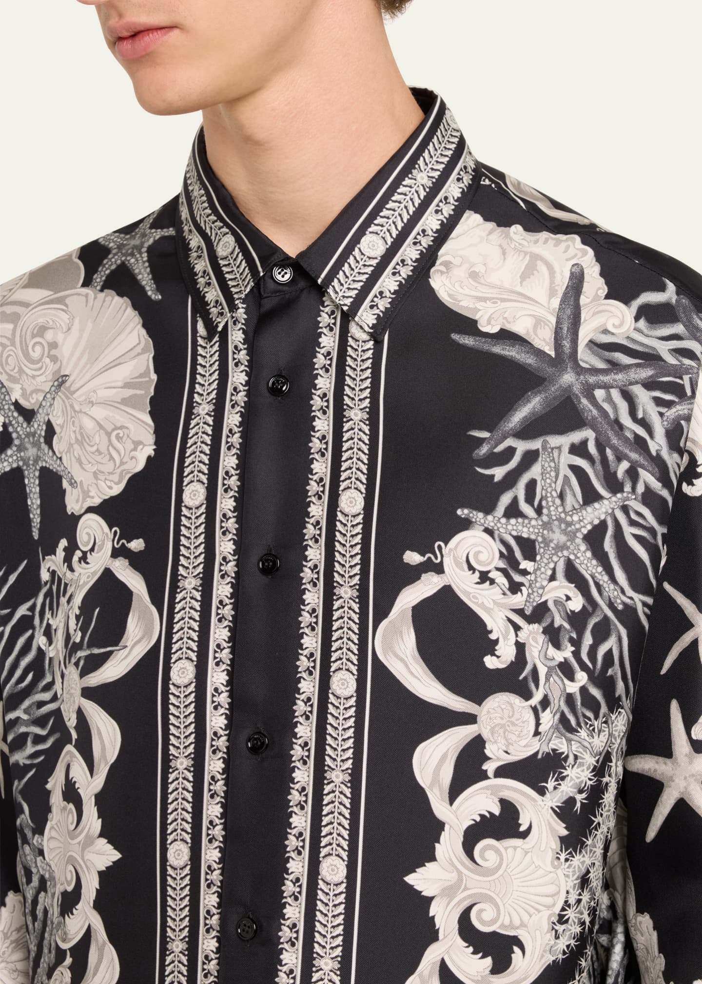 Versace Men s Printed Silk Button Down Shirt