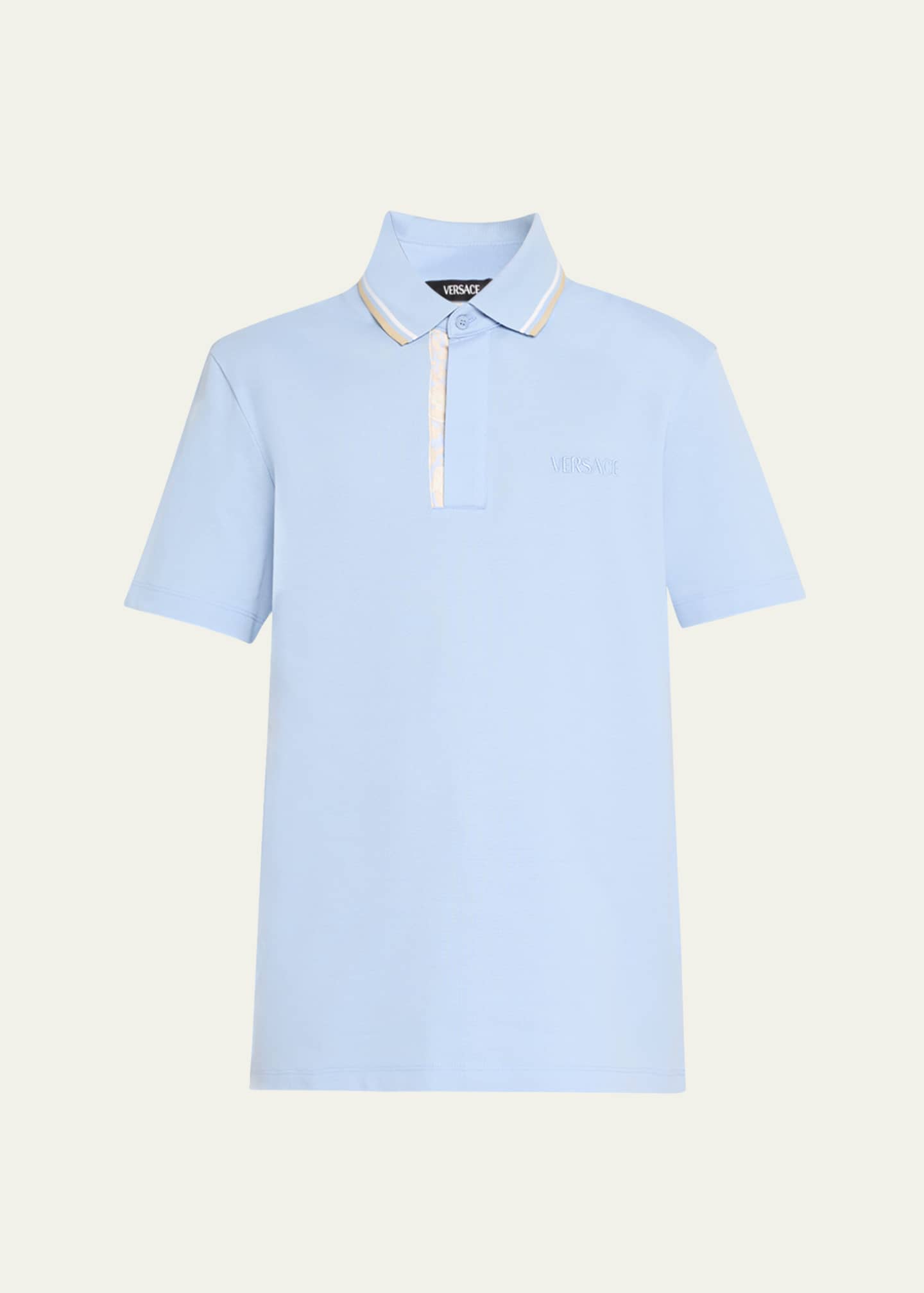 Versace Men s Polo Shirt with Silk Insert Bergdorf Goodman