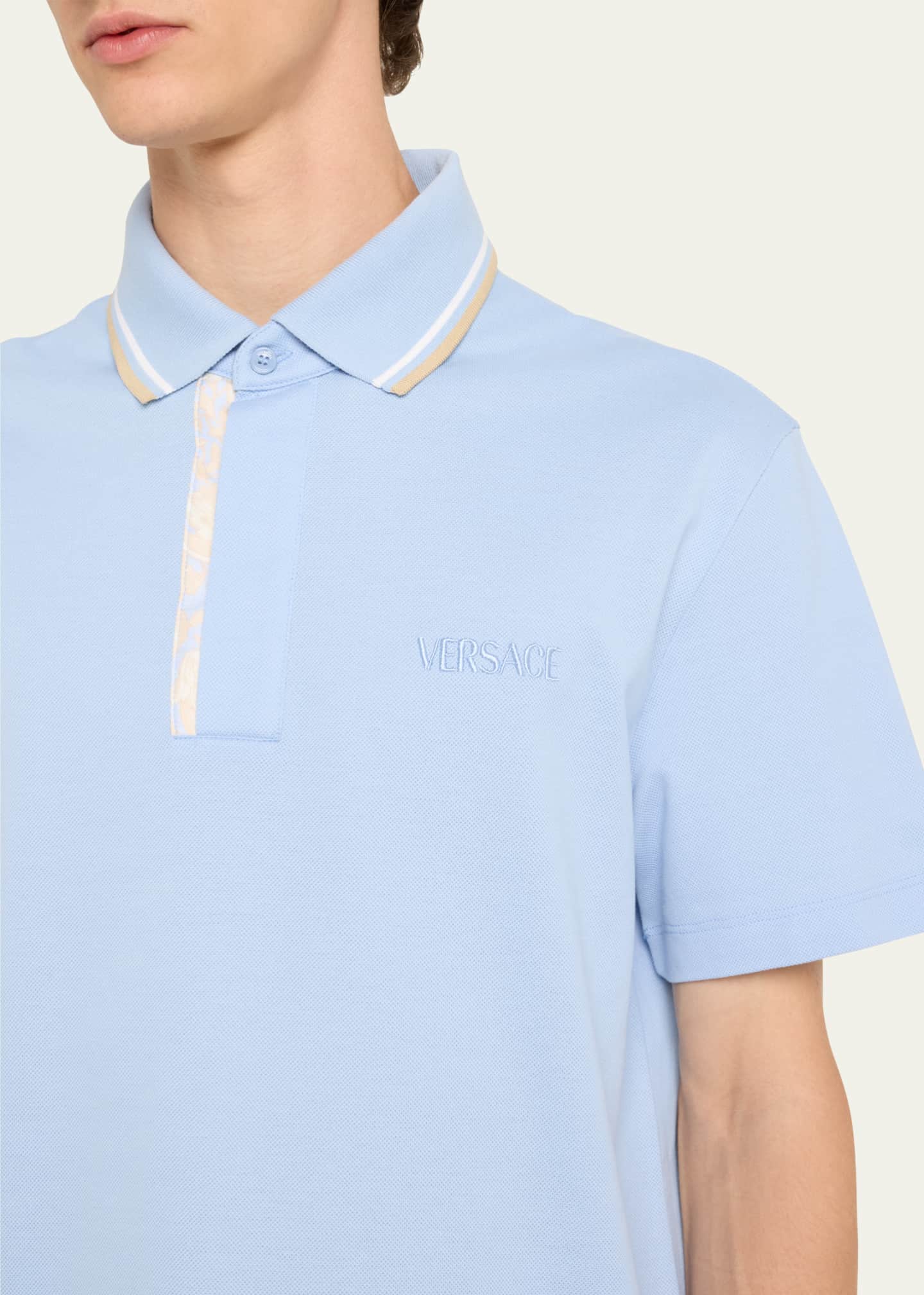 Versace Men s Polo Shirt with Silk Insert Bergdorf Goodman