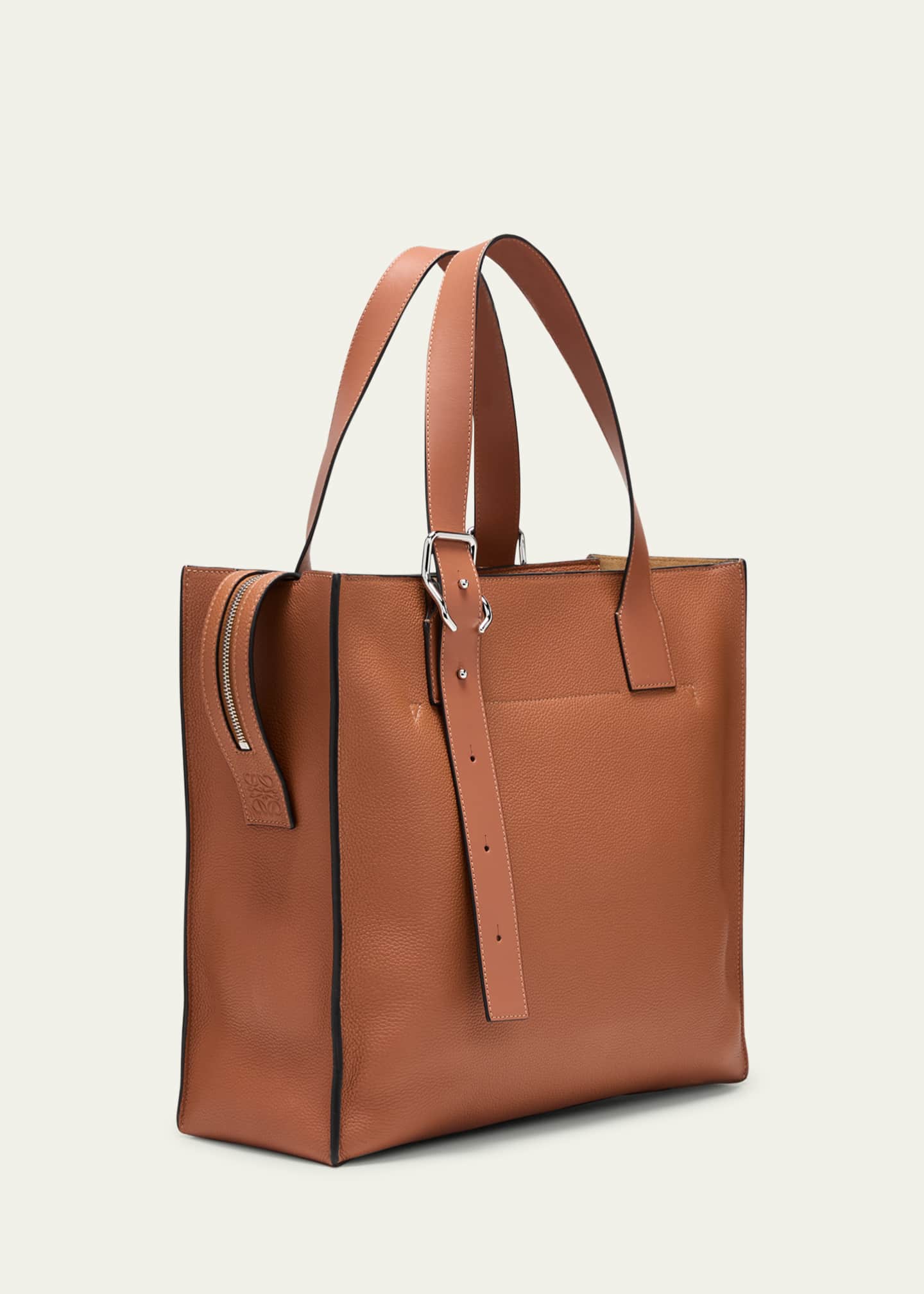 Mens leather tote bag with zipper discount
