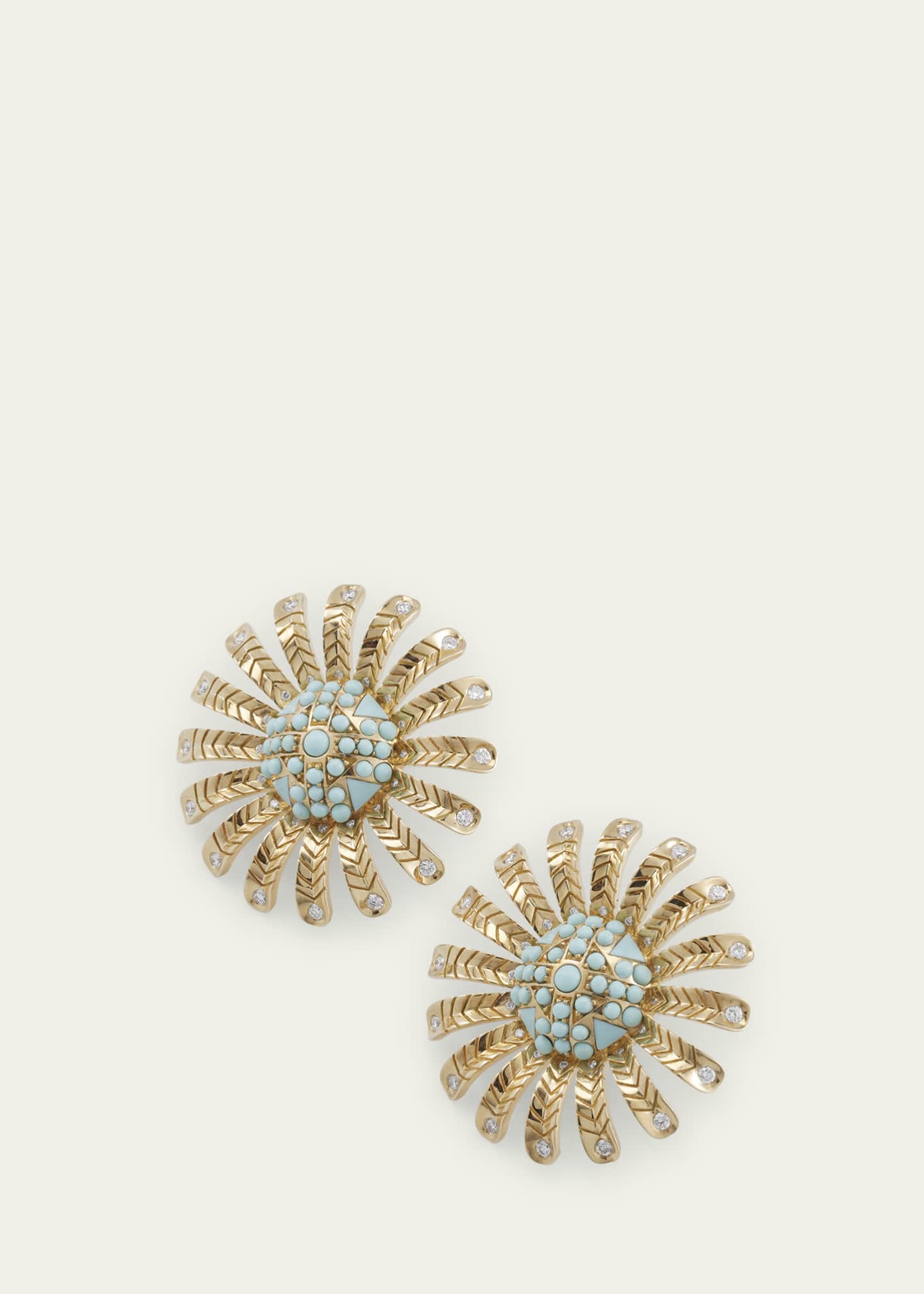 Harwell Godfrey 18K Chubby Sunflower Earrings with Turquoise Image 3 of 4