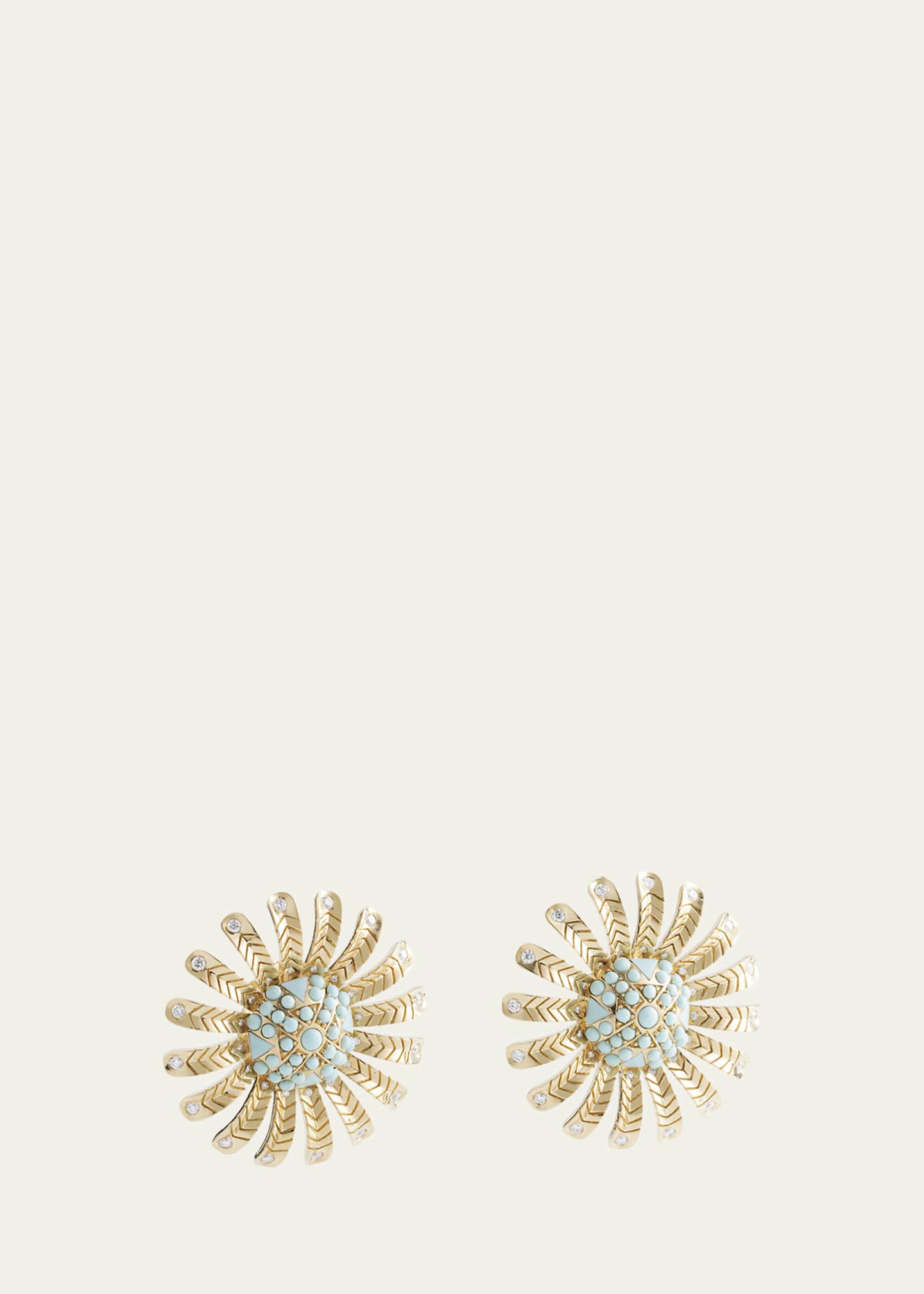 Harwell Godfrey 18K Chubby Sunflower Earrings with Turquoise Image 1 of 4