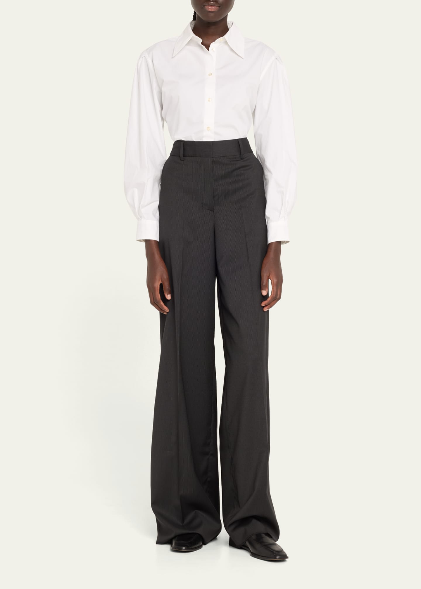Officine Generale Rosa Pinstripe Italian Wool Pants Image 2 of 5