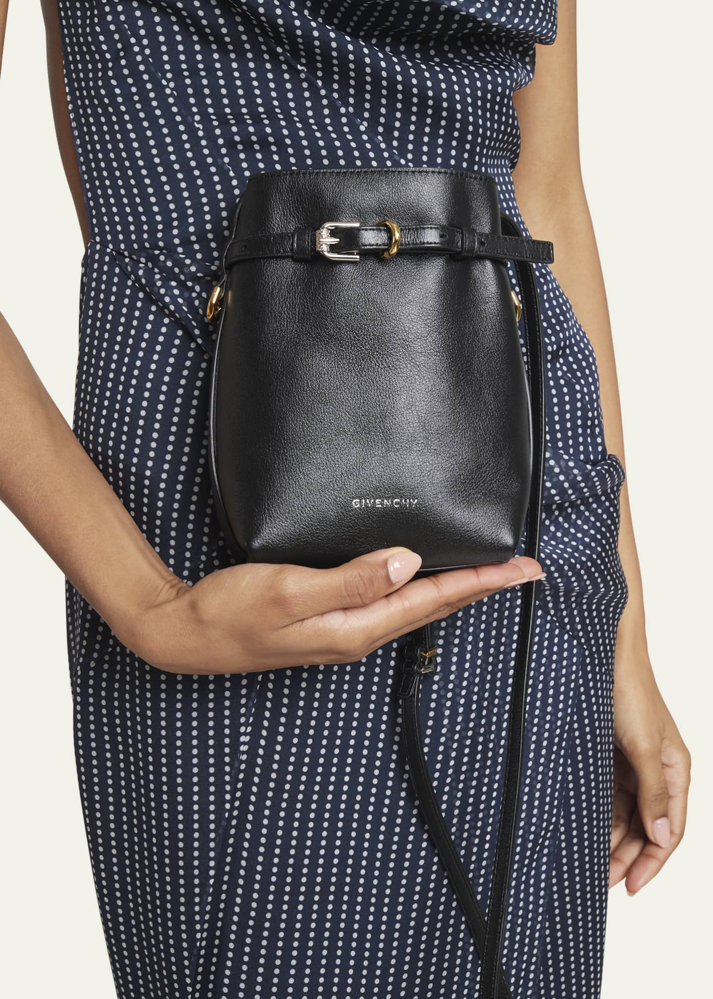 Givenchy Voyou Phone Pouch Bucket Bag in Shiny Tumbled Leather Image 2 of 5