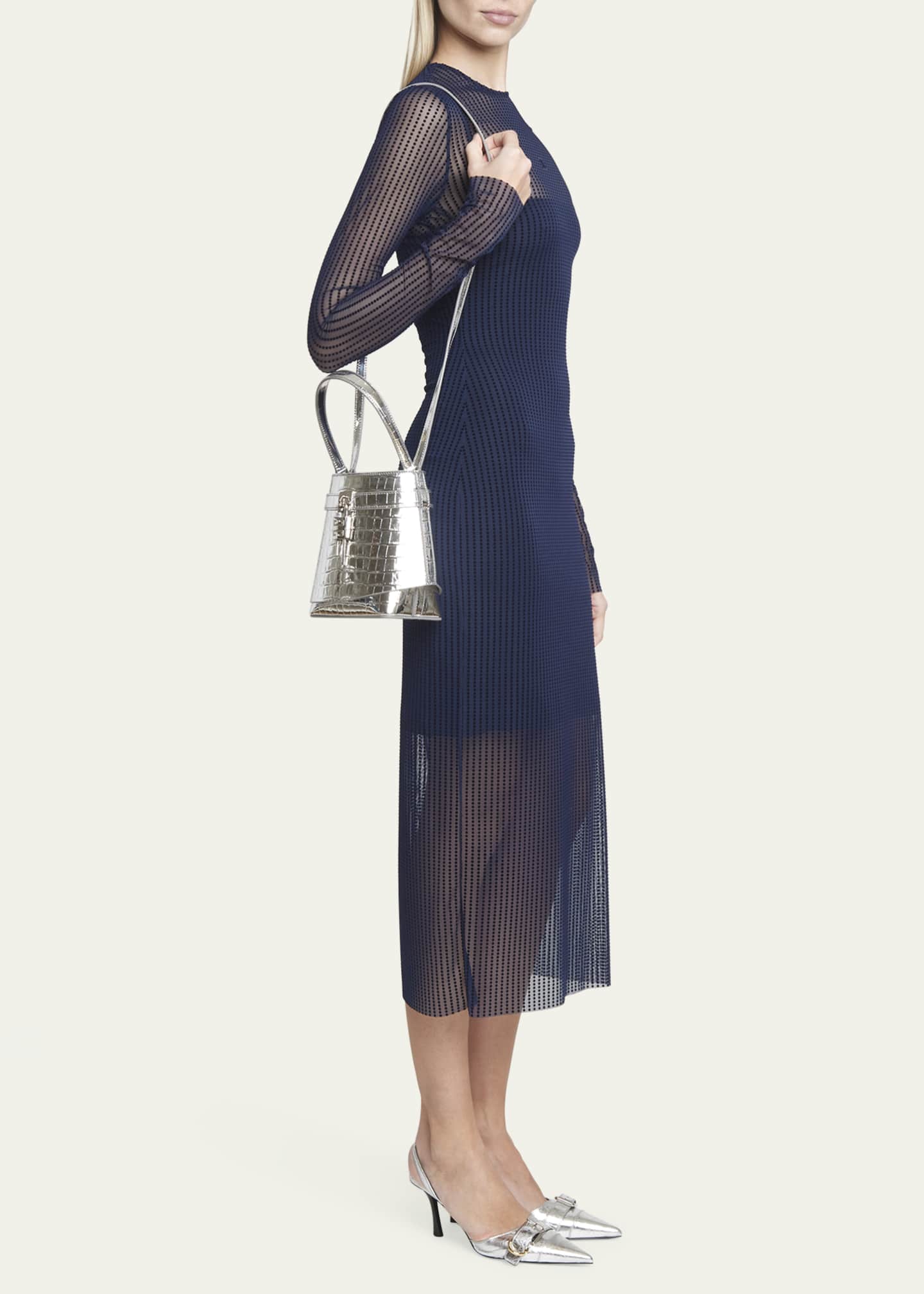 Givenchy Shark Lock Bucket Bag in Metallic Croc-Embossed Leather Image 5 of 5