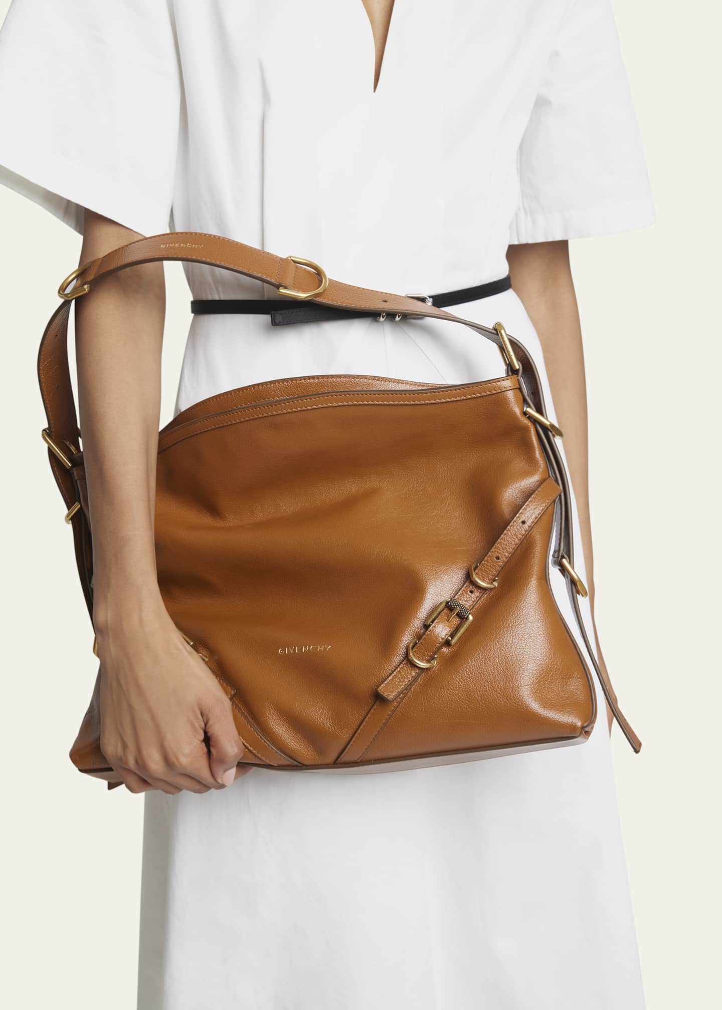 Givenchy Voyou Medium Shoulder Bag in Shiny Tumbled Leather Image 2 of 5