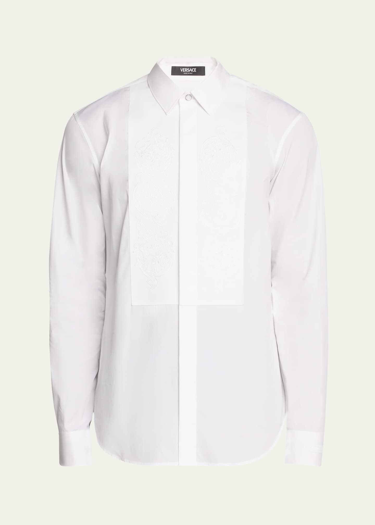 Versace Men's Button-Down Shirt with Baroque Bib Image 1 of 5