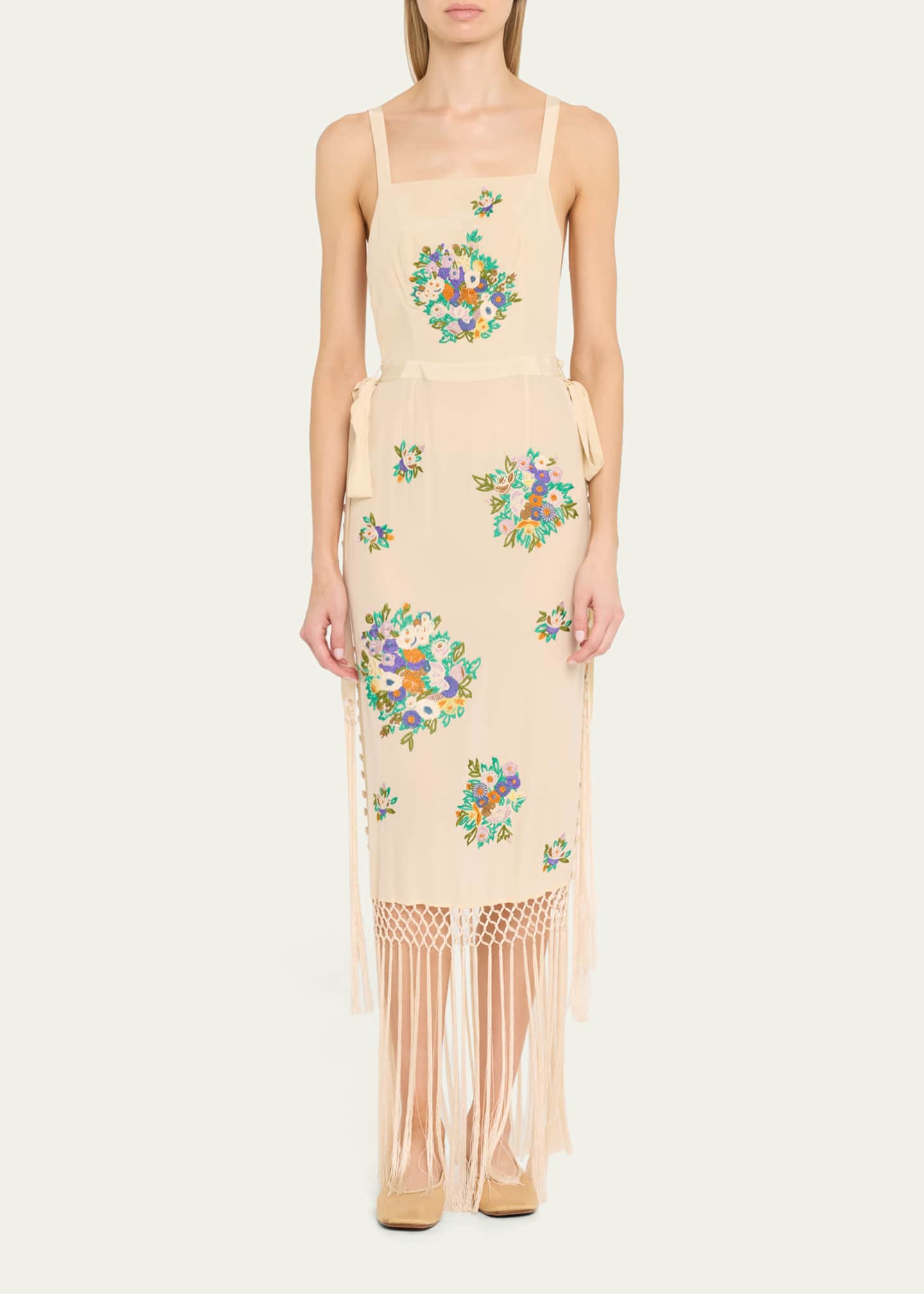 Bode Flower Language Backless Long Fringe Dress Image 2 of 5