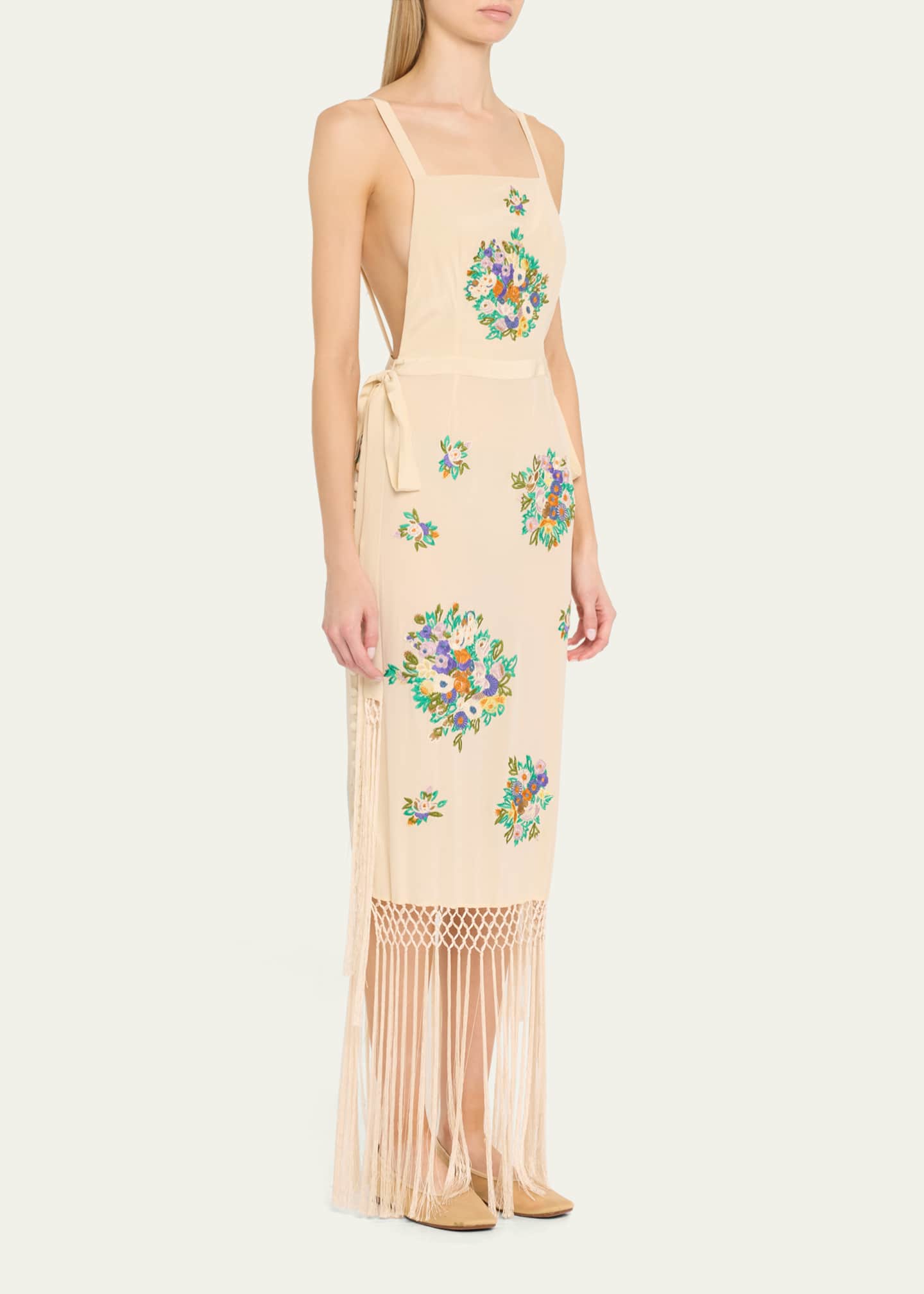 Bode Flower Language Backless Long Fringe Dress Image 4 of 5