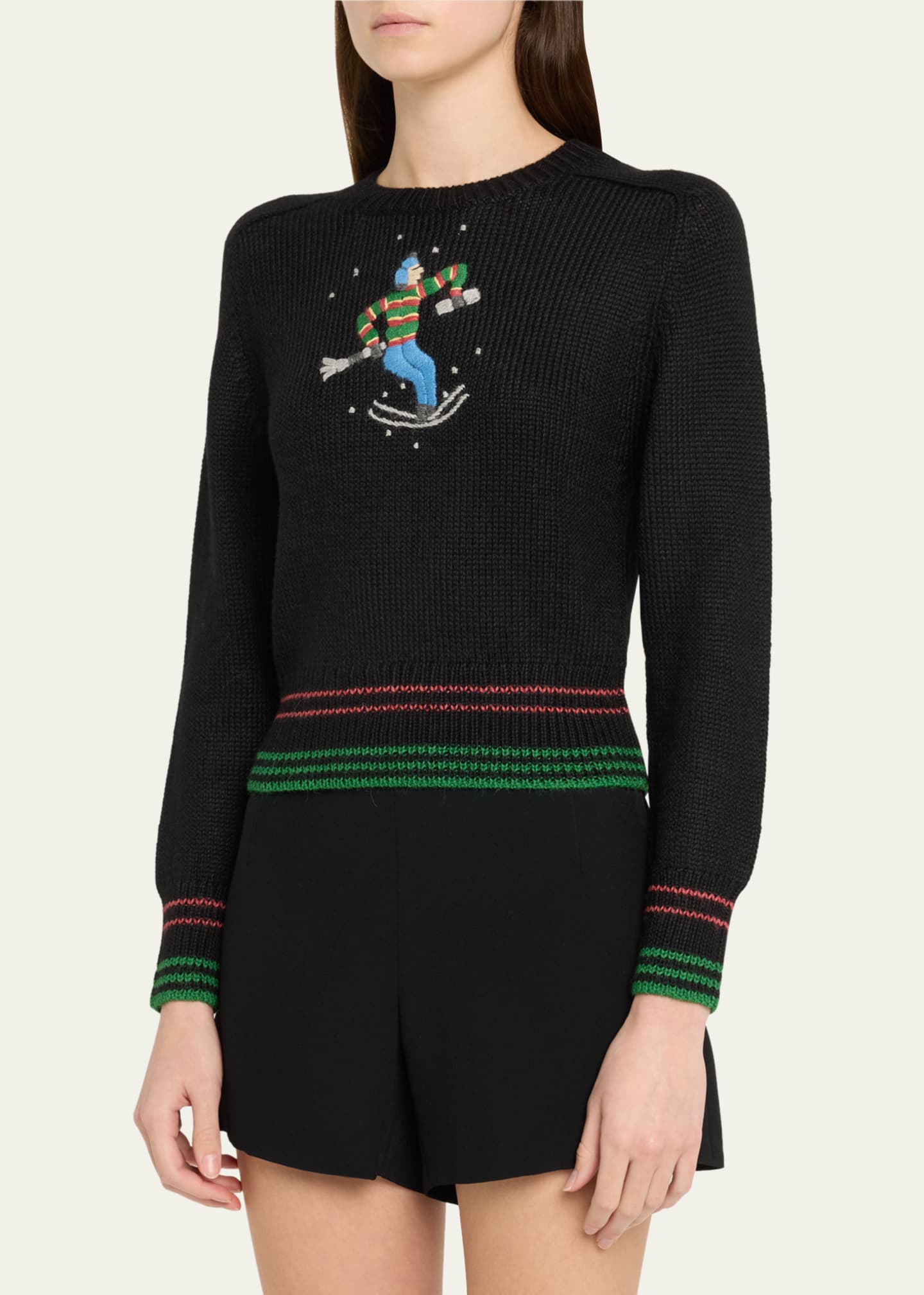 Bode Ski Run Embroidered Alpaca Sweater Image 4 of 5
