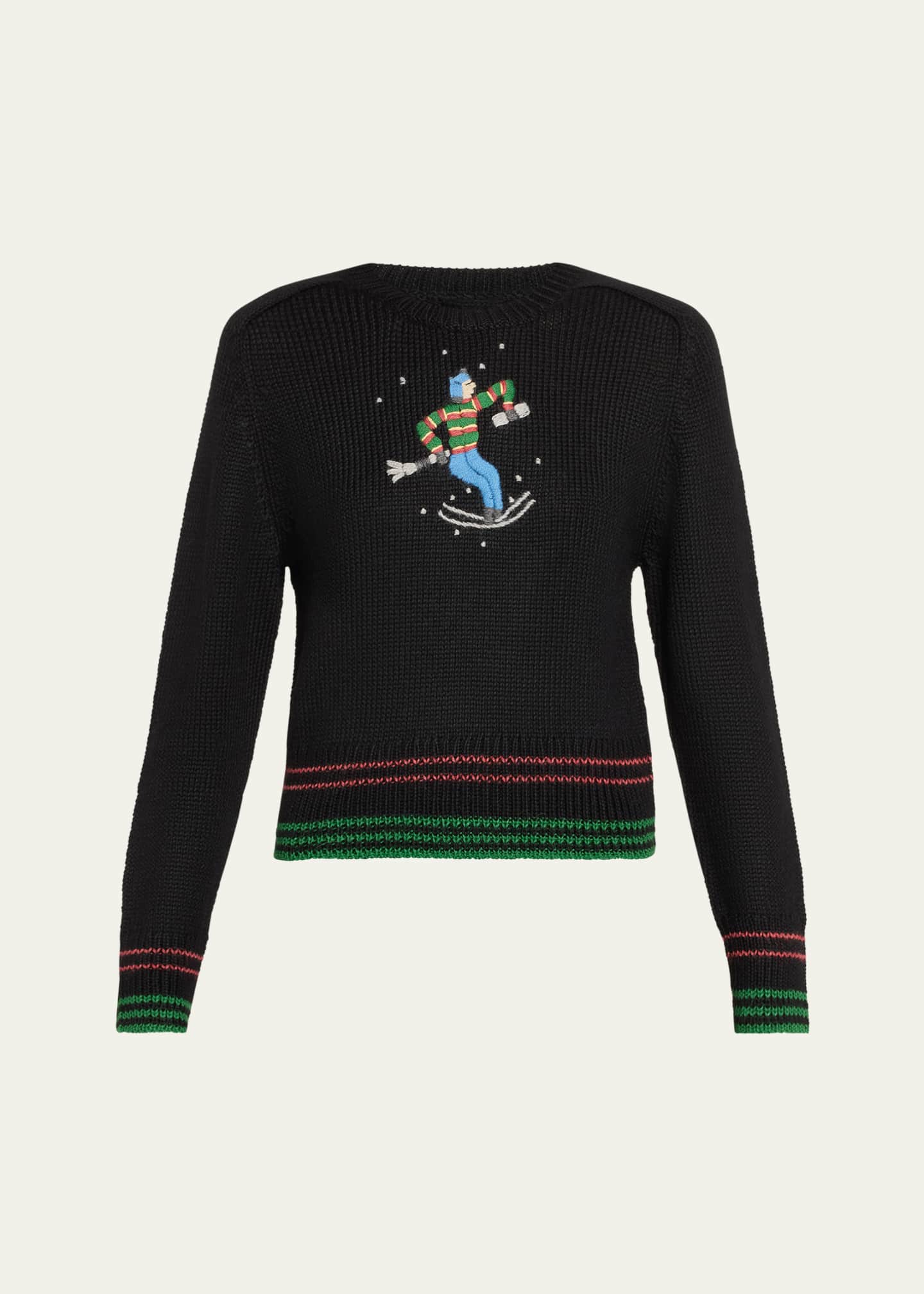 Bode Ski Run Embroidered Alpaca Sweater Image 1 of 5