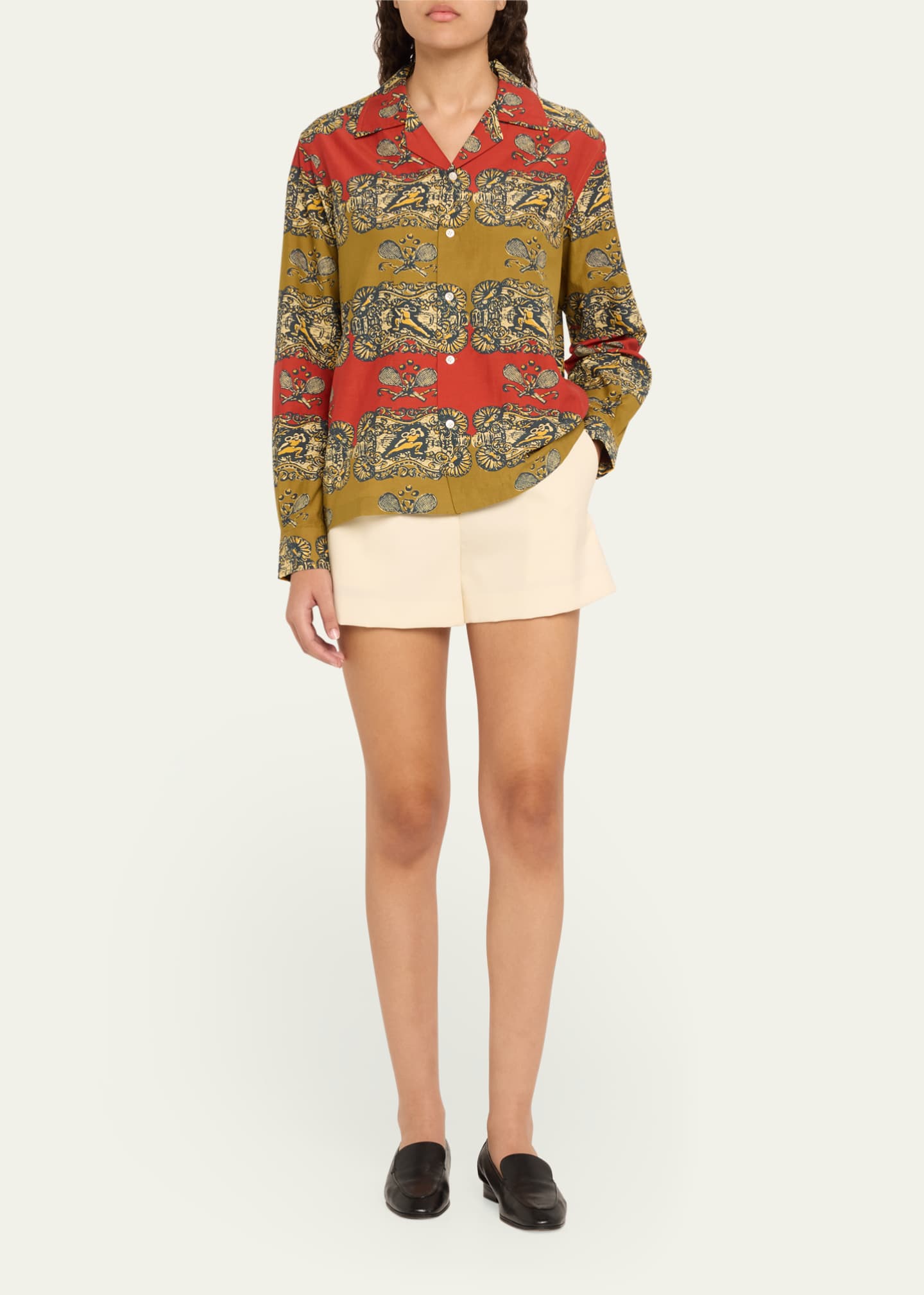 Bode Tennis Court Long-Sleeve Button-Down Shirt Image 2 of 5