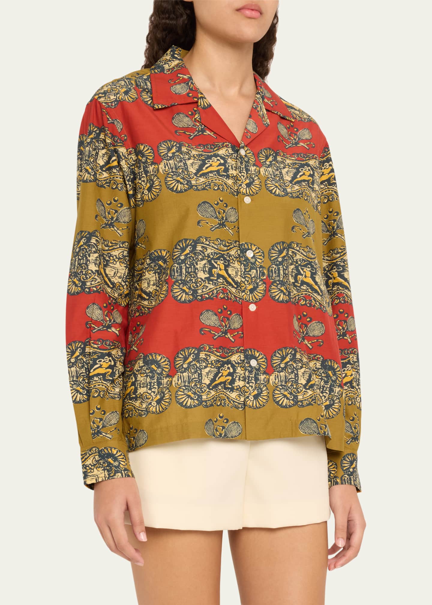 Bode Tennis Court Long-Sleeve Button-Down Shirt Image 4 of 5