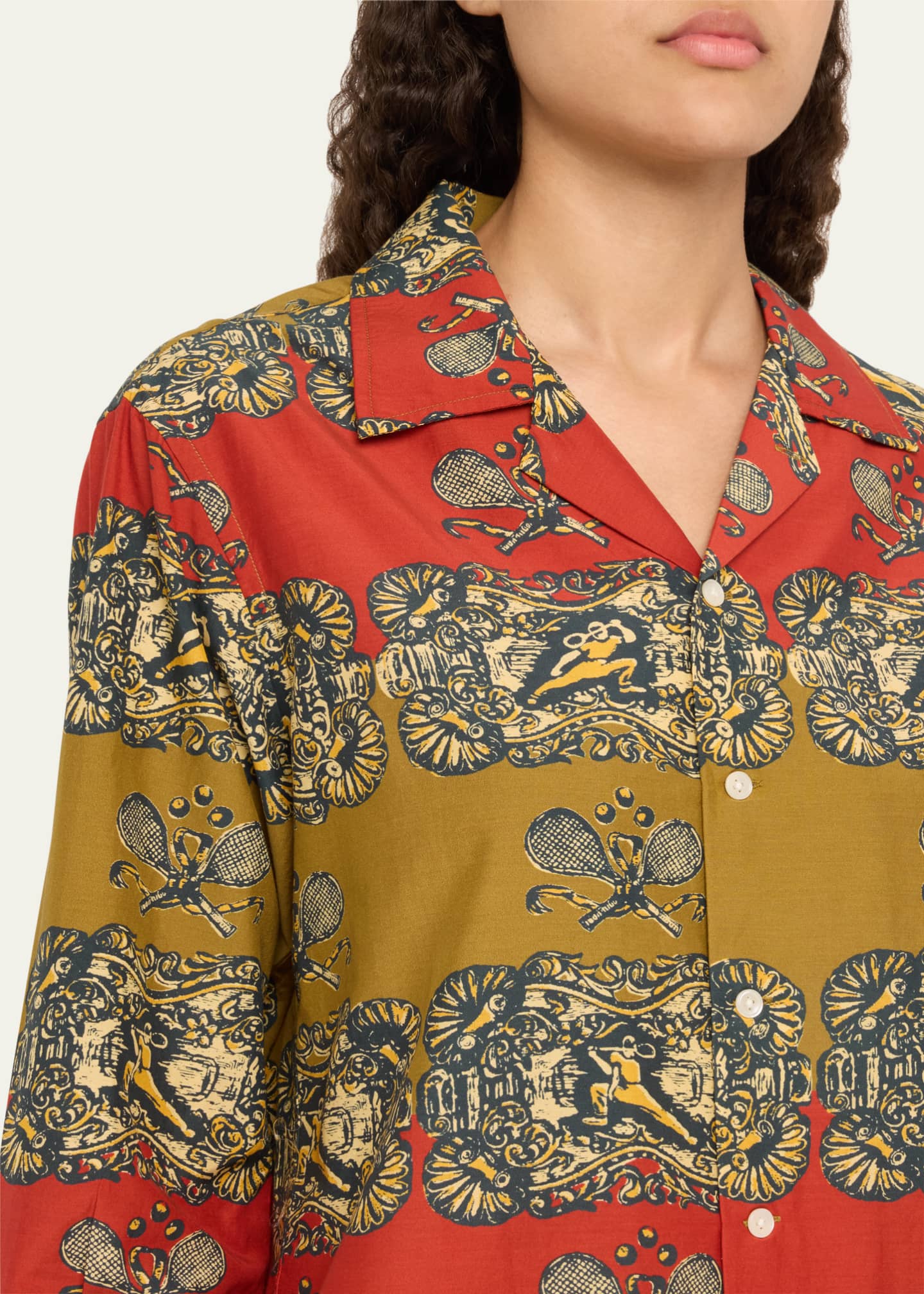Bode Tennis Court Long-Sleeve Button-Down Shirt Image 5 of 5
