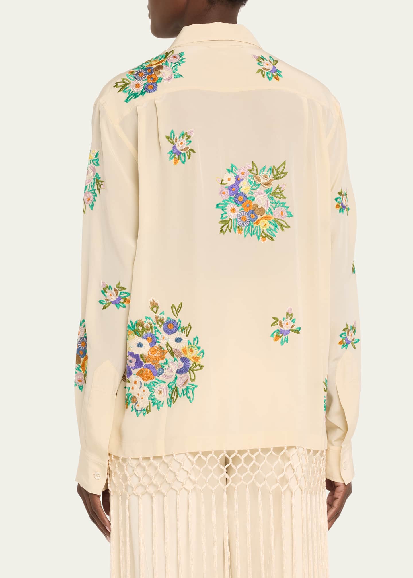 Bode Flower Language Fringe Embroidered Shirt Image 3 of 5