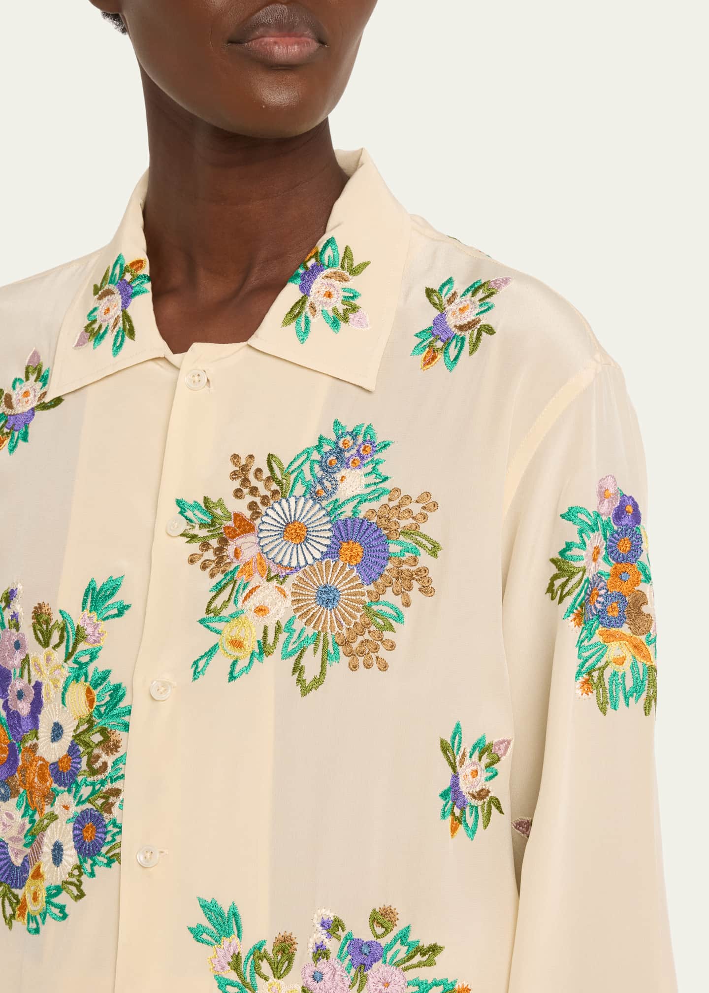 Bode Flower Language Fringe Embroidered Shirt Image 5 of 5