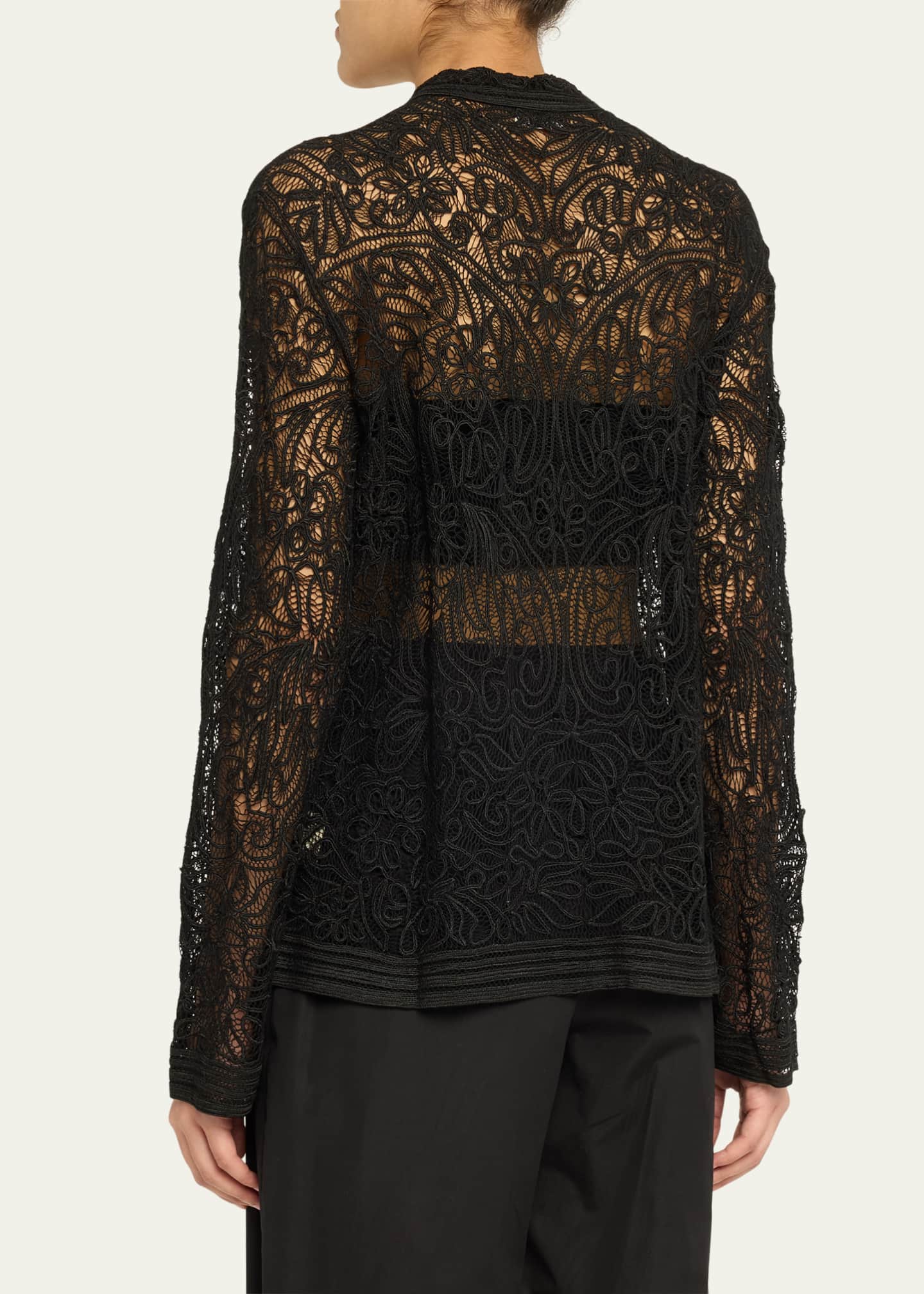 Bode Blooming Threadwork Lace Shirt - Bergdorf Goodman