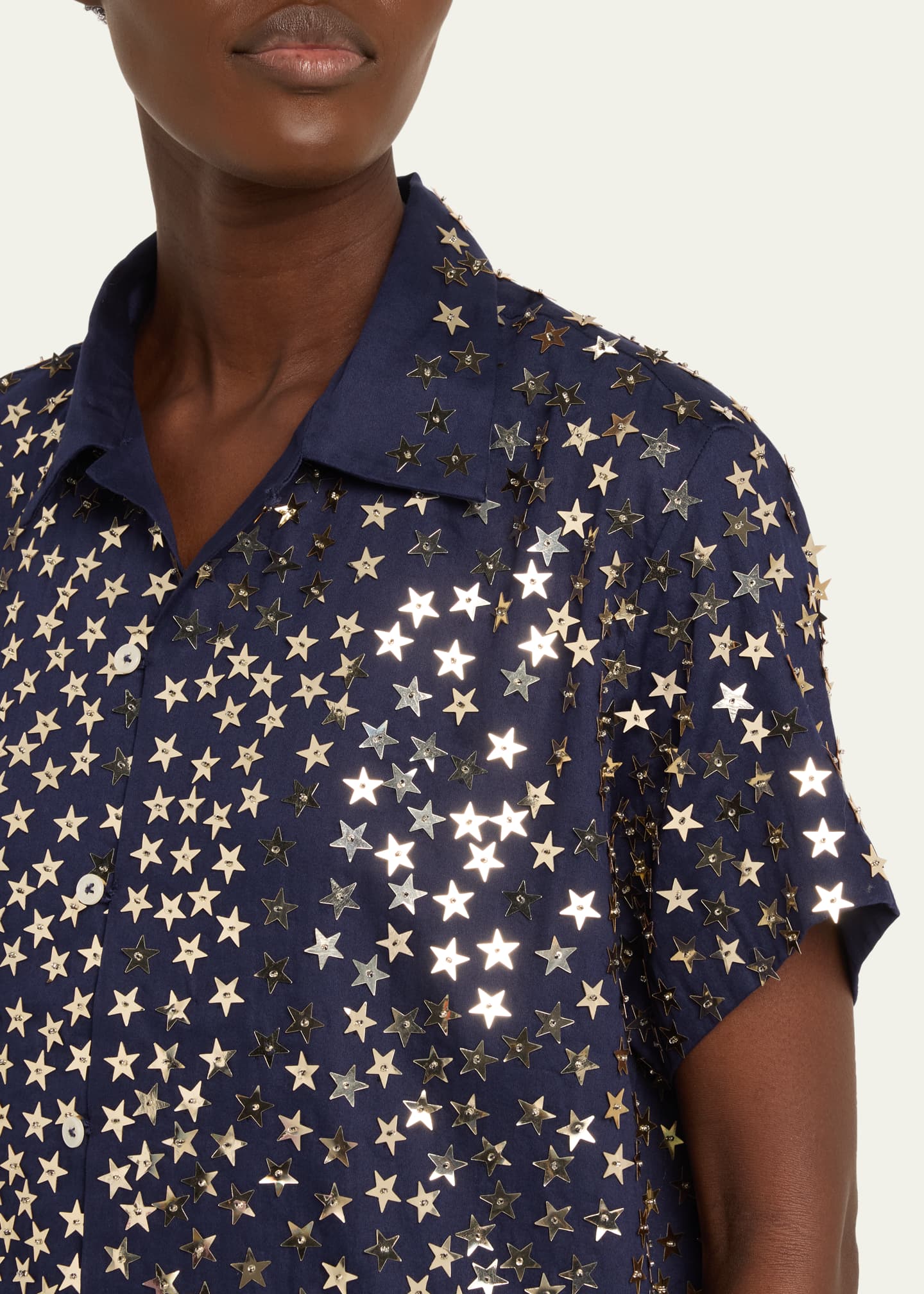 Bode Sequin Spangled Star Button Down Shirt - Bergdorf Goodman