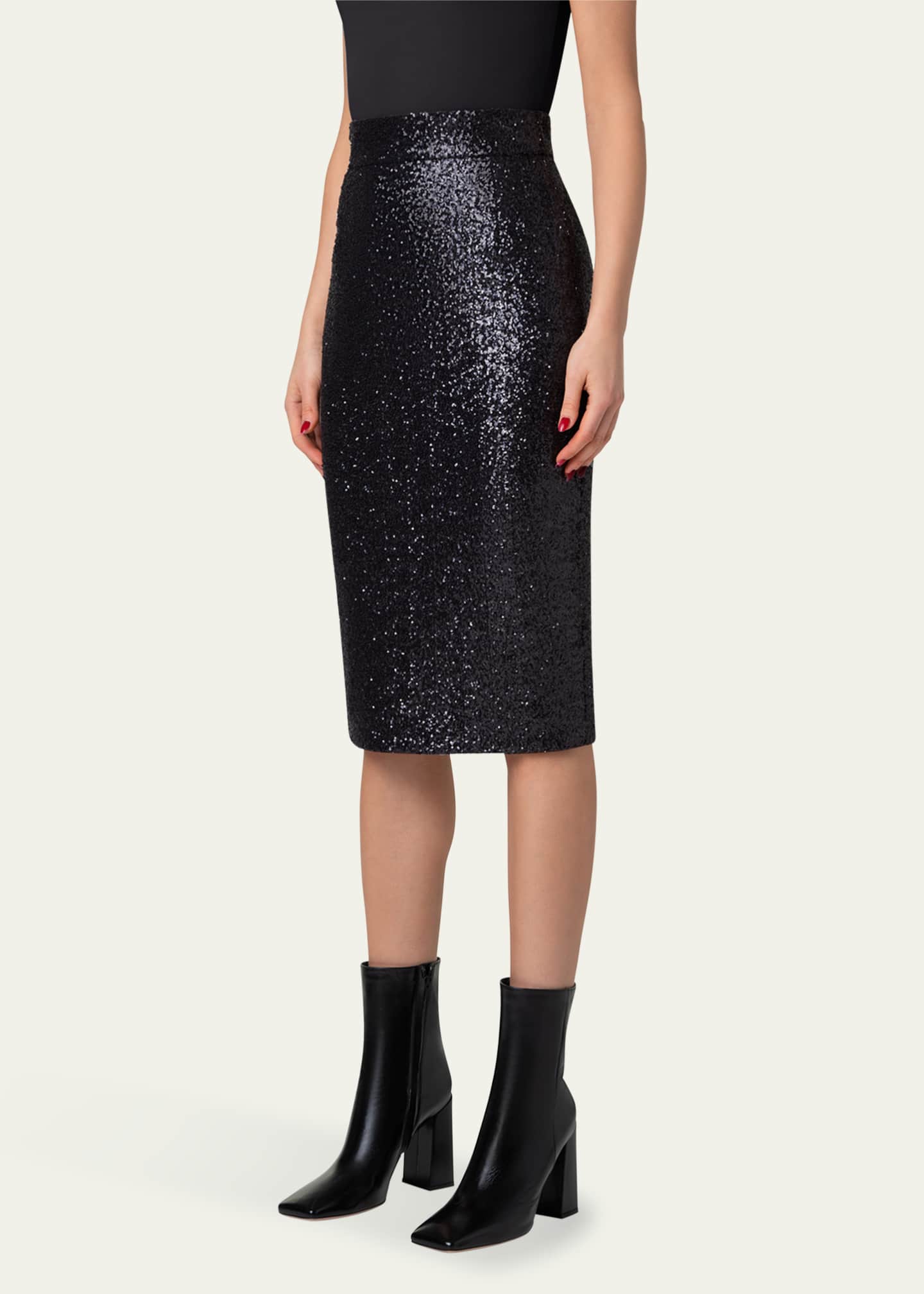 Akris Sequin Jersey Pencil Skirt Image 4 of 5