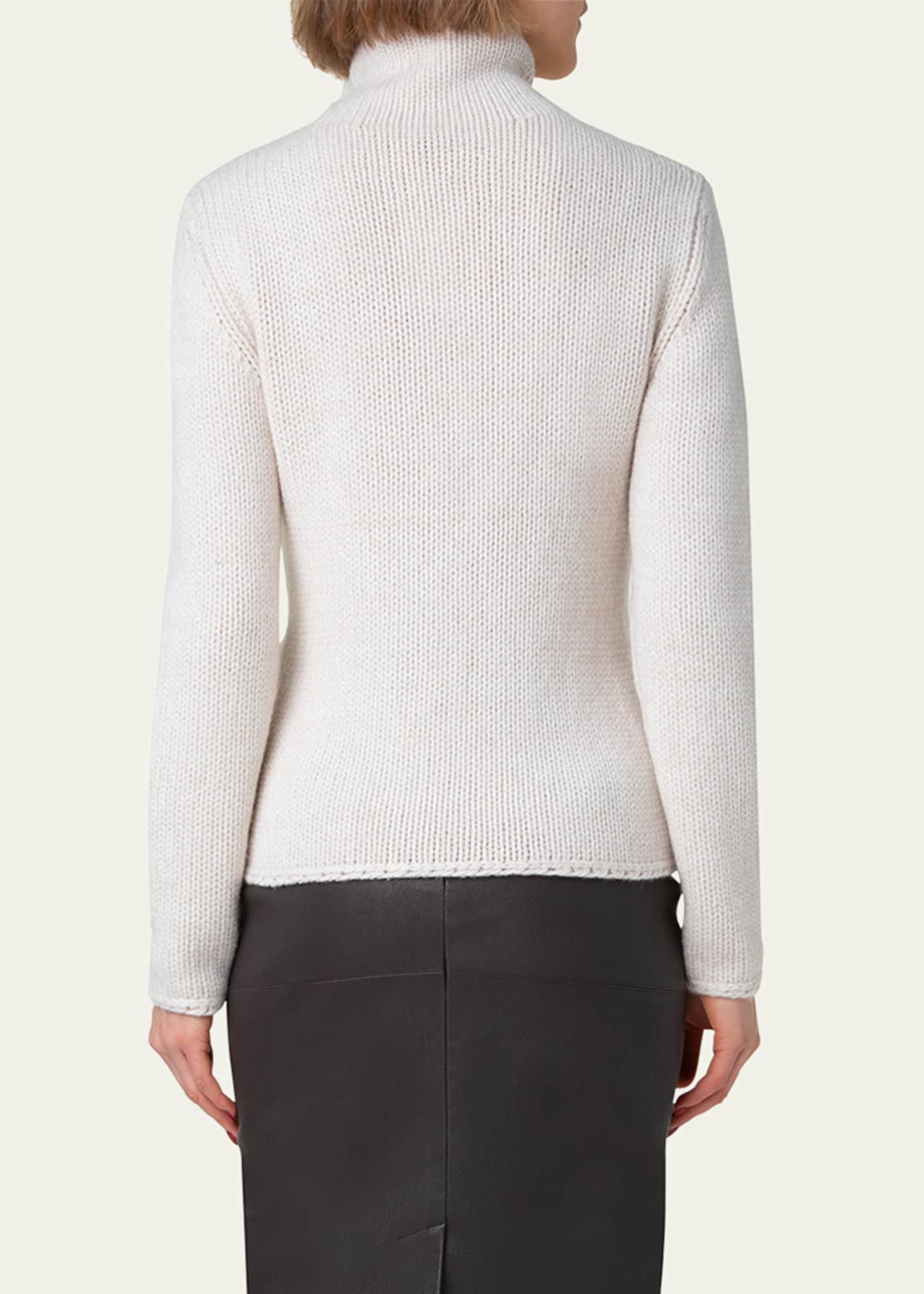 Akris Cashmere-Blend Two-Tone Mouline Knit Sweater Image 3 of 5