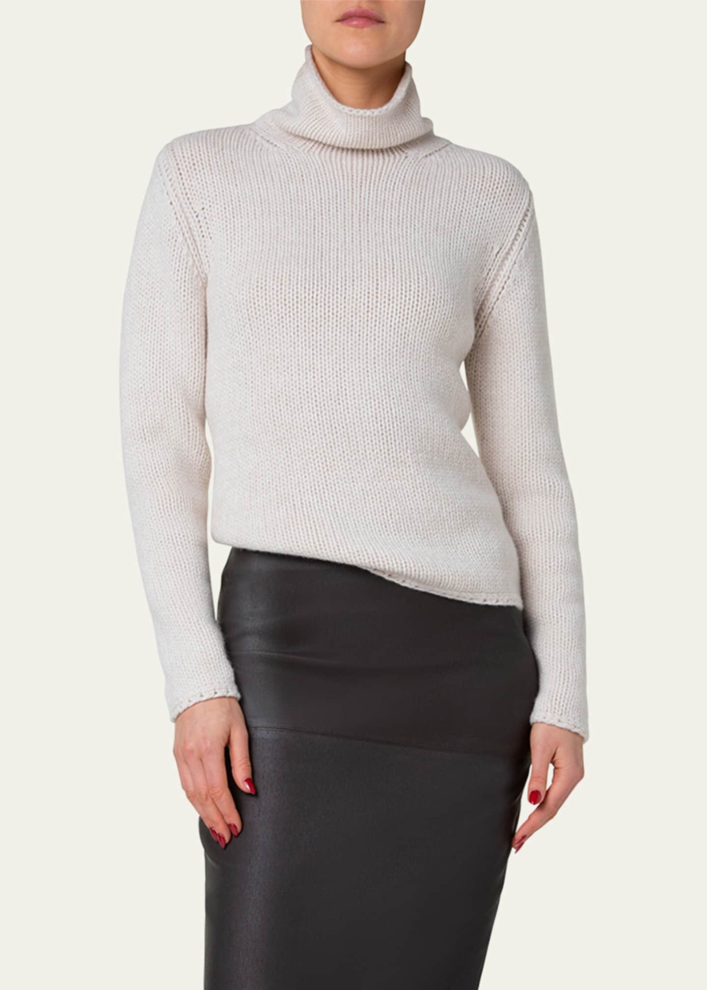 Akris Cashmere-Blend Two-Tone Mouline Knit Sweater Image 4 of 5