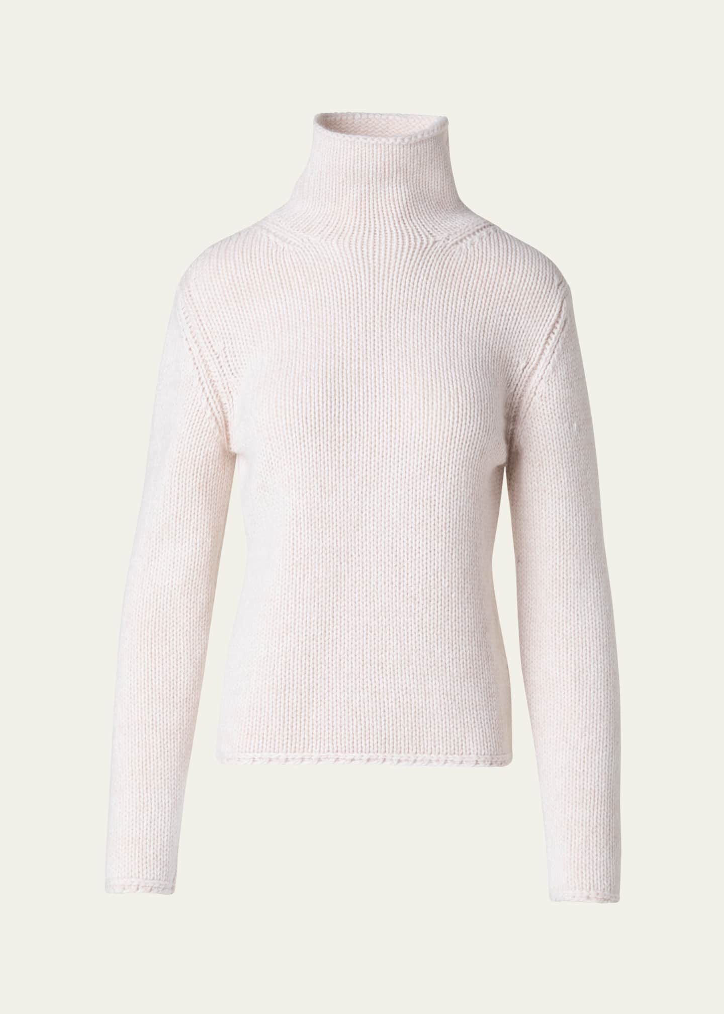 Akris Cashmere-Blend Two-Tone Mouline Knit Sweater Image 1 of 5