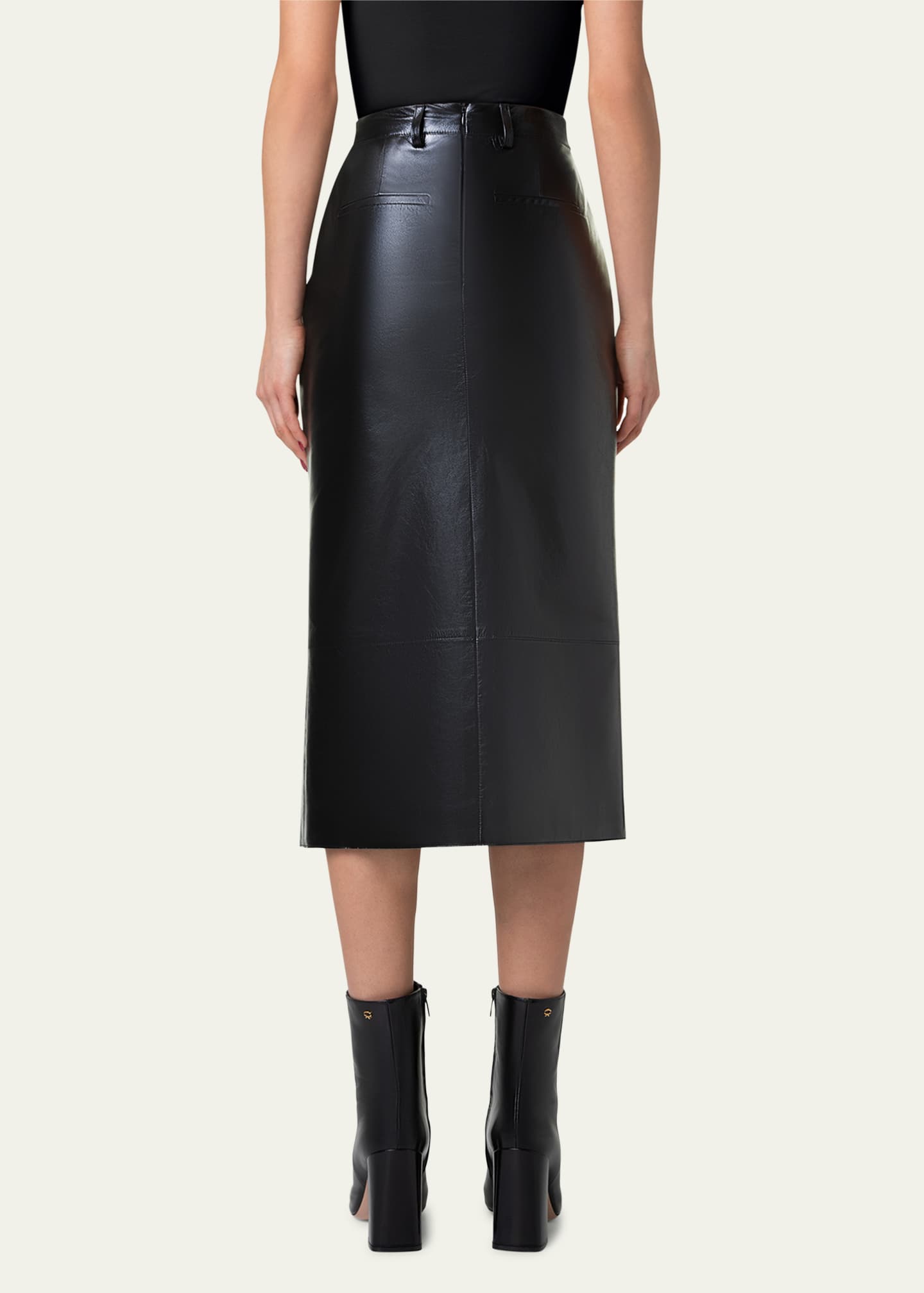 Akris Lacquer Nappa Leather Pencil Skirt Image 3 of 5