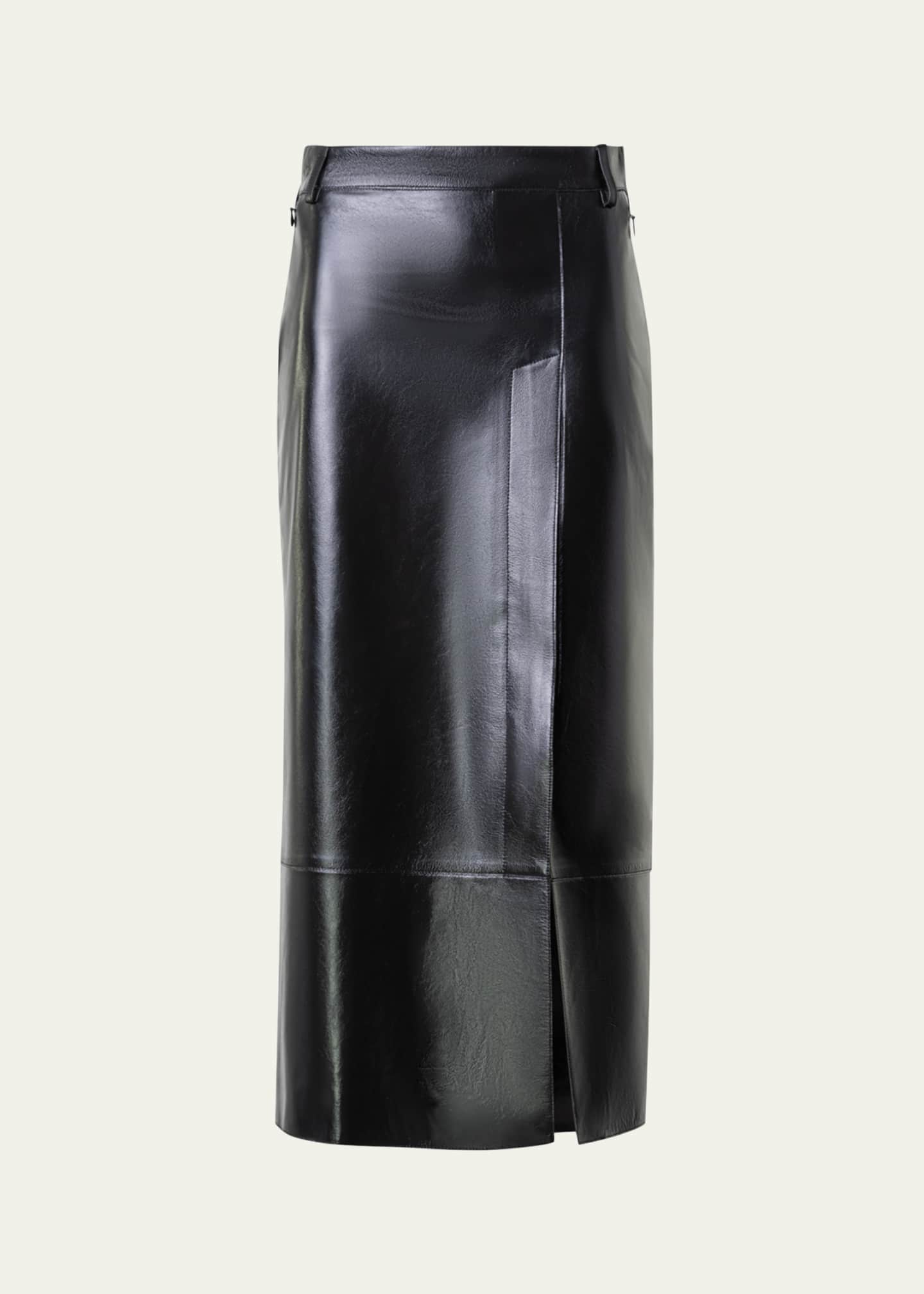 Akris Lacquer Nappa Leather Pencil Skirt Image 1 of 5