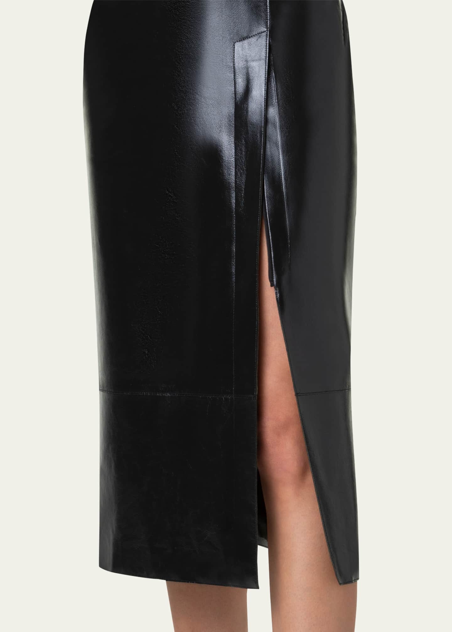 Akris Lacquer Nappa Leather Pencil Skirt Image 5 of 5