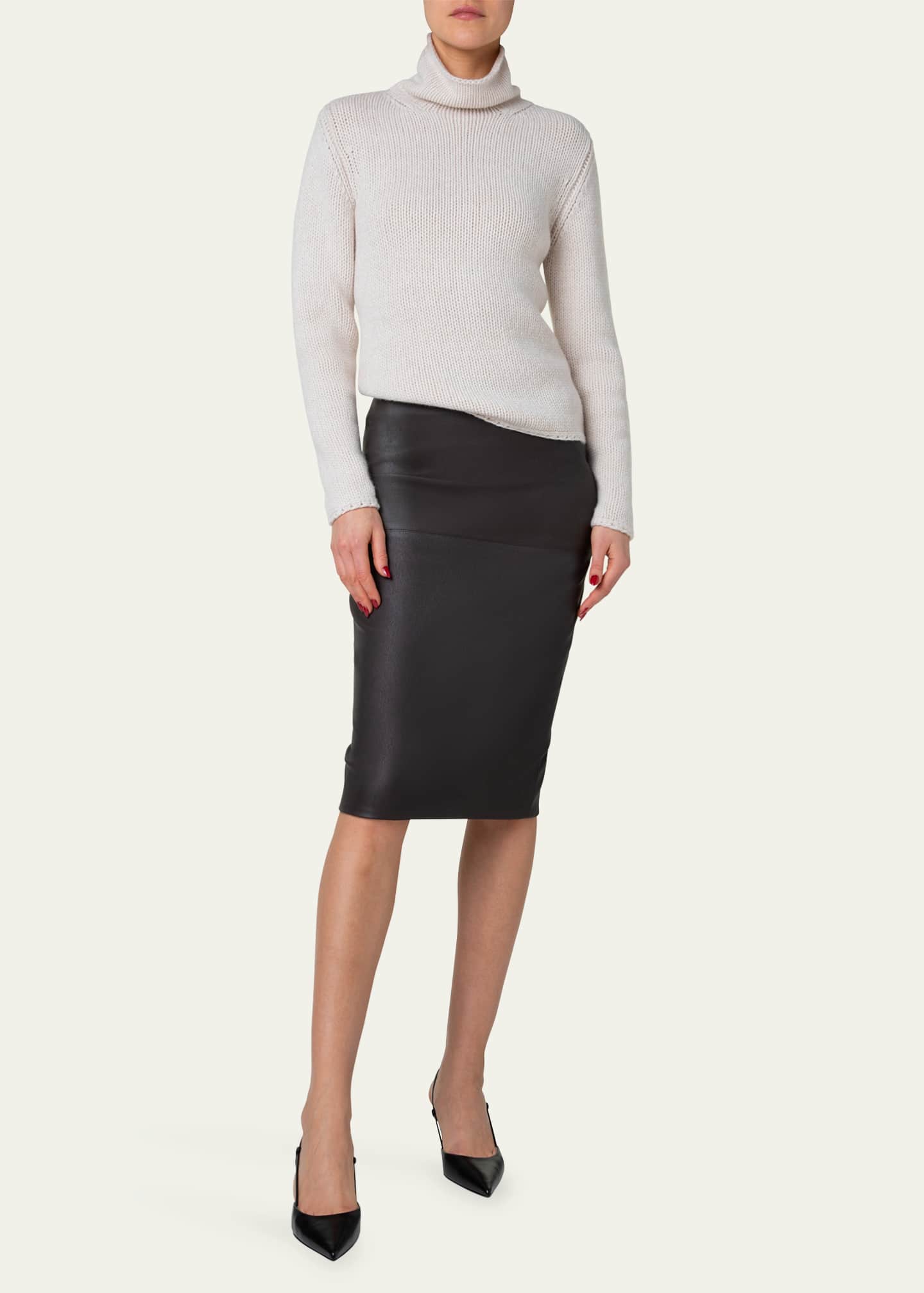 Akris Nappa Leather Pencil Skirt Image 2 of 5