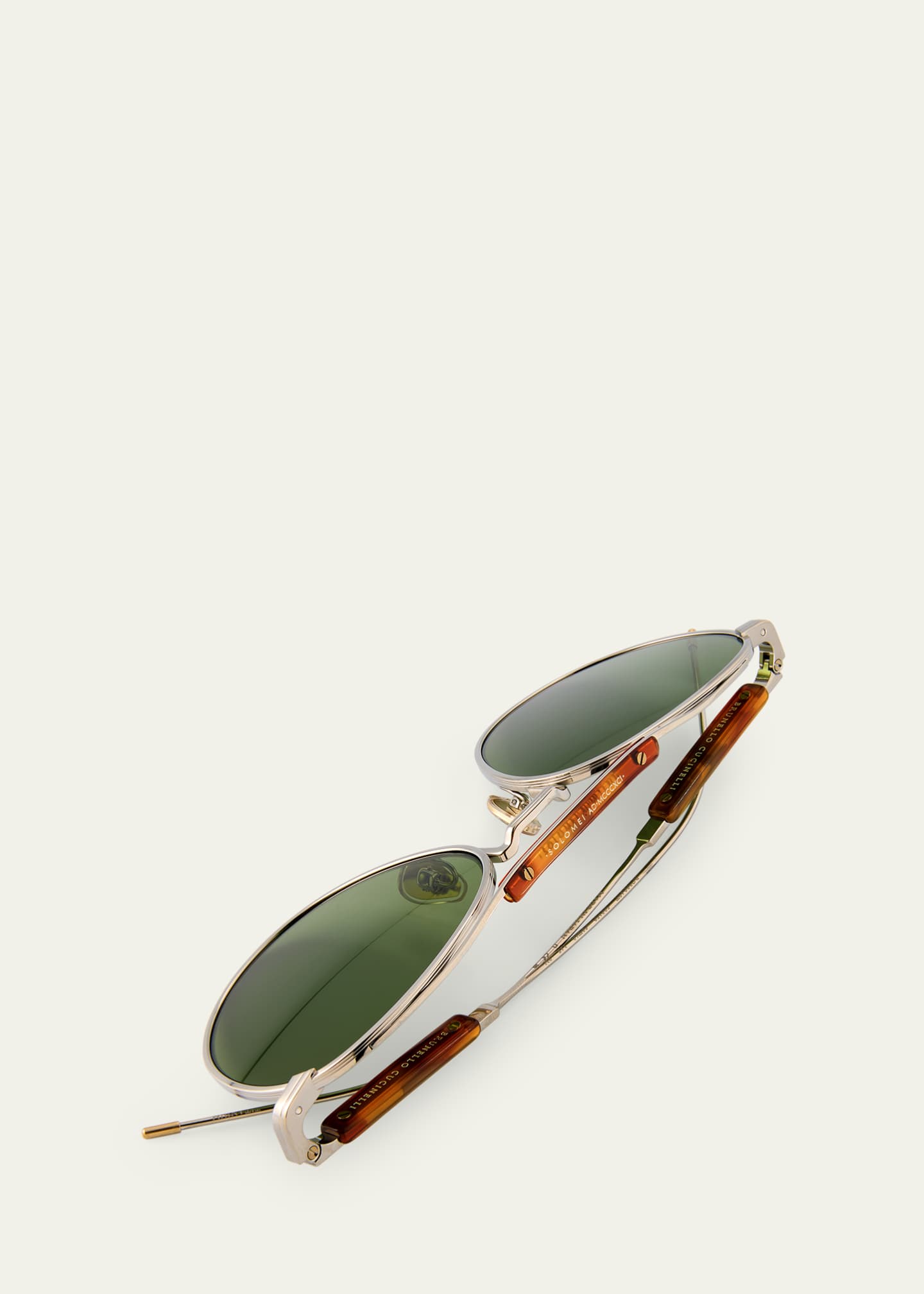 Brunello Cucinelli Men's Titanium Round Sunglasses Image 4 of 5
