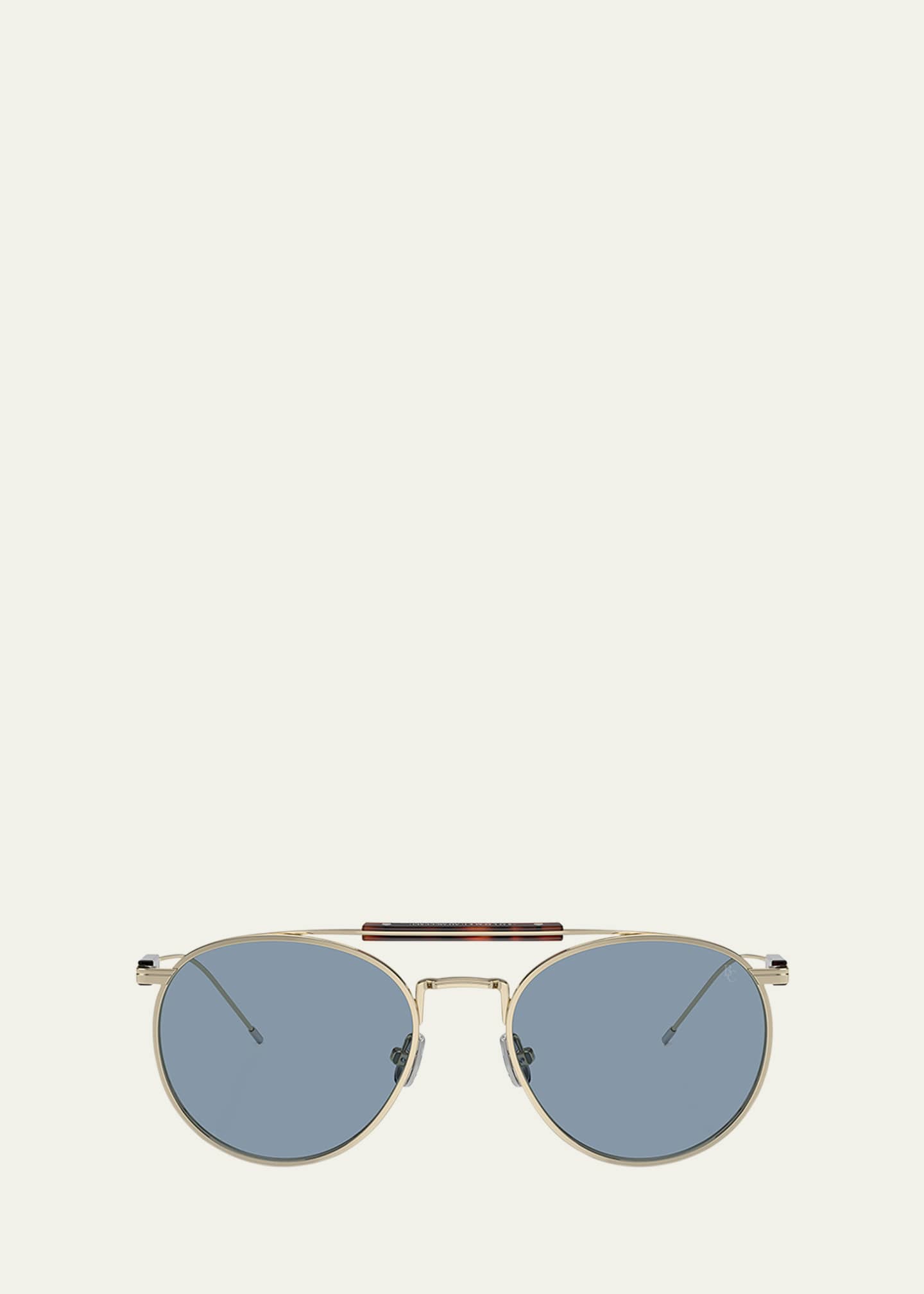 Brunello Cucinelli Men's Titanium Round Sunglasses Image 1 of 5